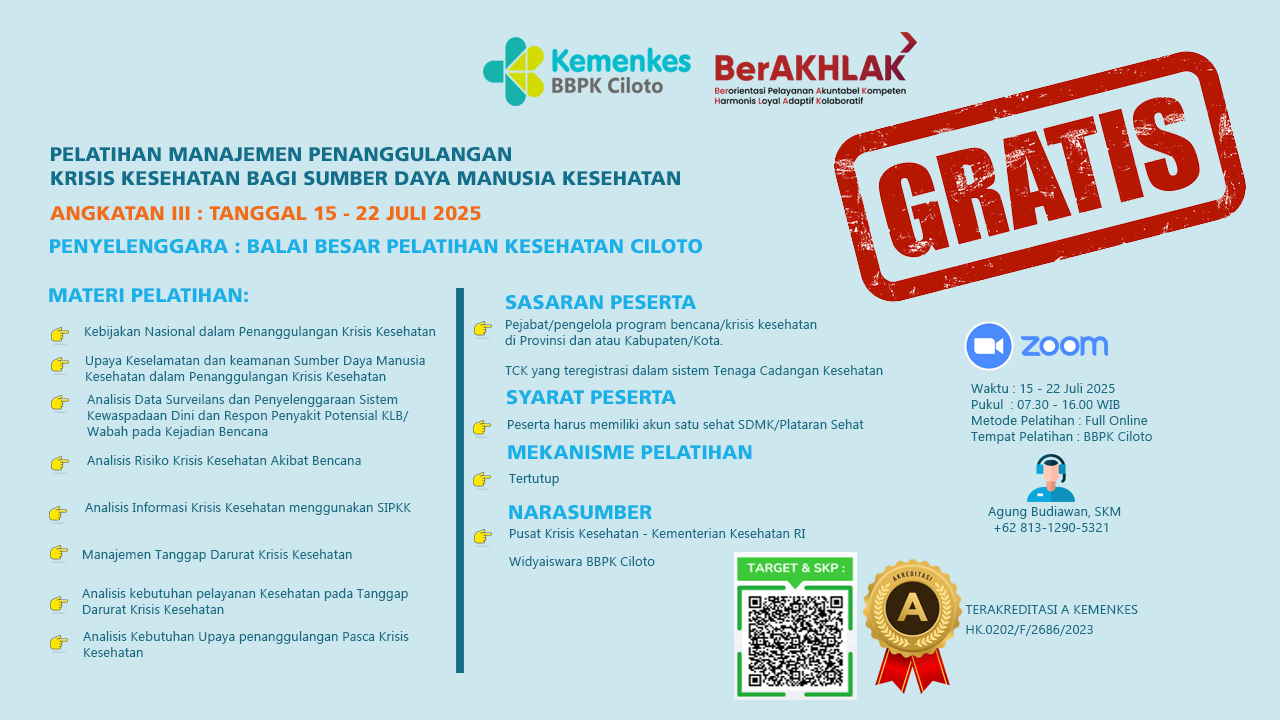 Pelatihan Manajemen Penanggulangan Krisis Kesehatan Bagi Sumber Daya Manusia Kesehatan Angkatan 3