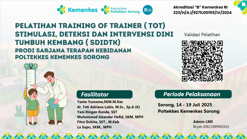 Pelatihan Training of Trainer (ToT) Stimulasi, Deteksi dan Intervensi Dini Tumbuh Kembang (SDIDTK) Angkatan 1