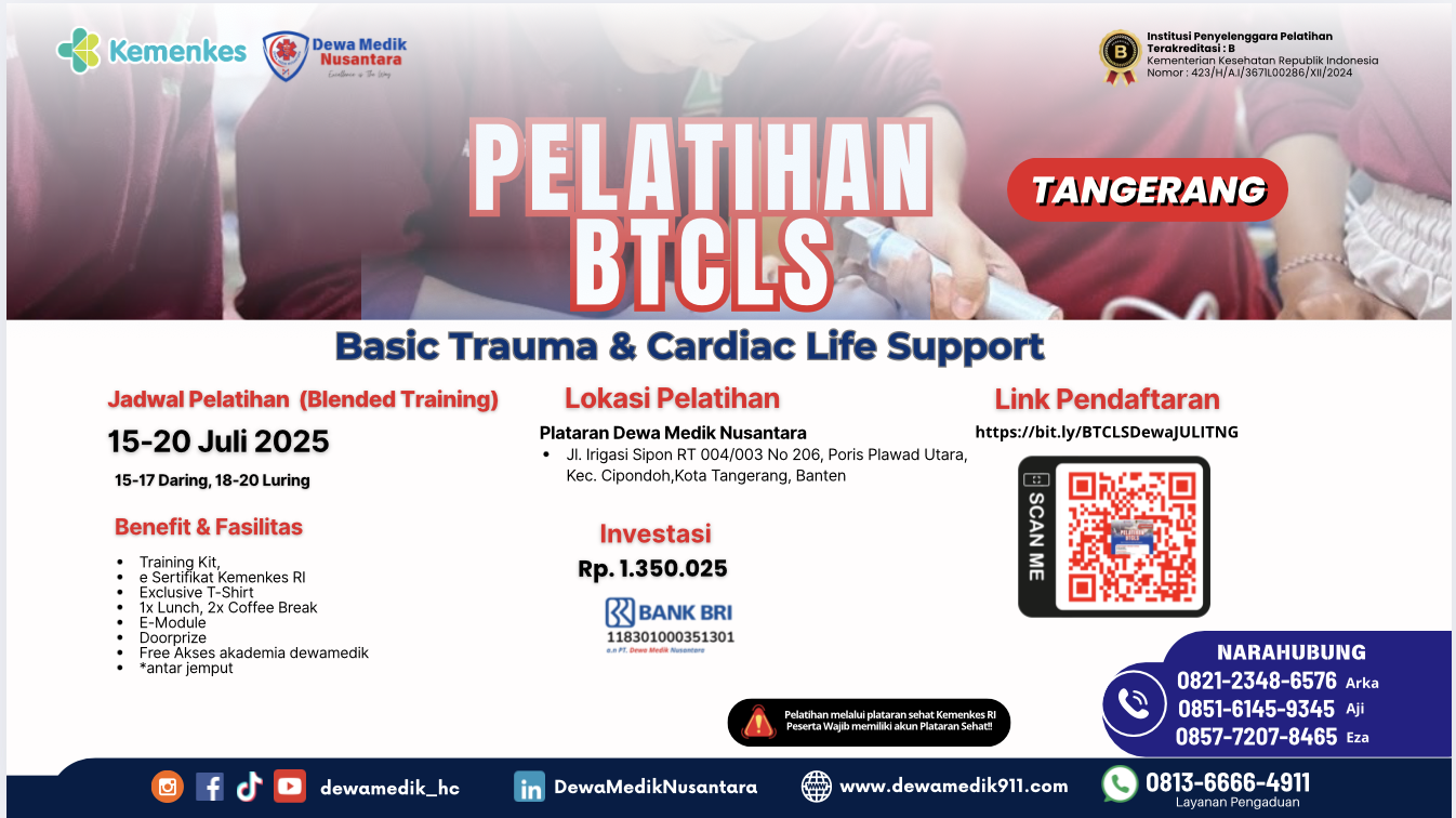 Pelatihan Basic Trauma Cardiac Life Support (BTCLS) Angkatan 33