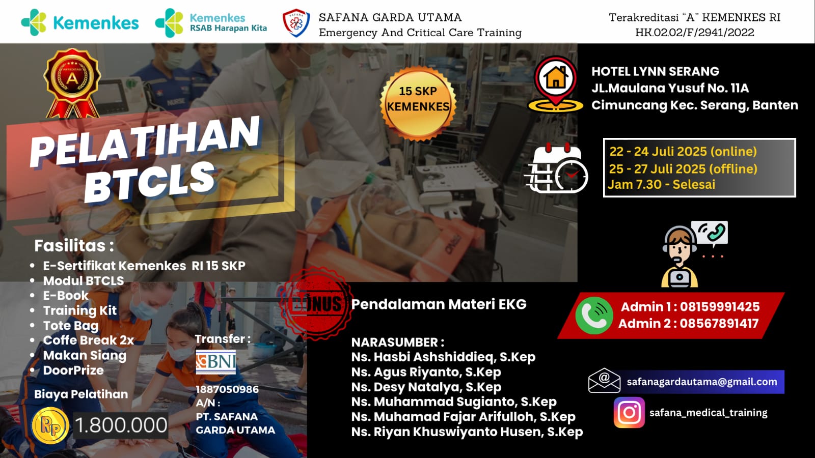 Pelatihan Basic Trauma Cardiac Life Support (BTCLS) Angkatan 3