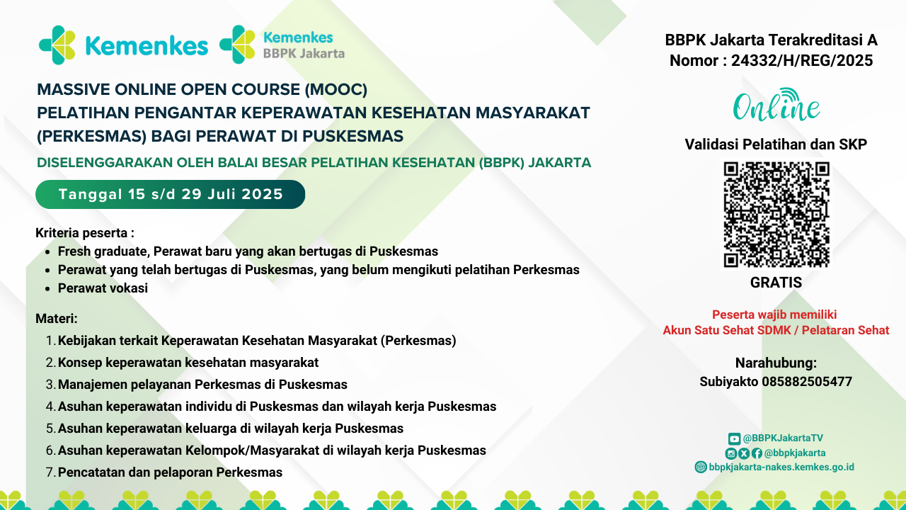 Massive Open Online Course (MOOC) Pelatihan Pengantar Keperawatan Kesehatan Masyarakat (PERKESMAS) Bagi Perawat Di Puskesmas Angkatan 2