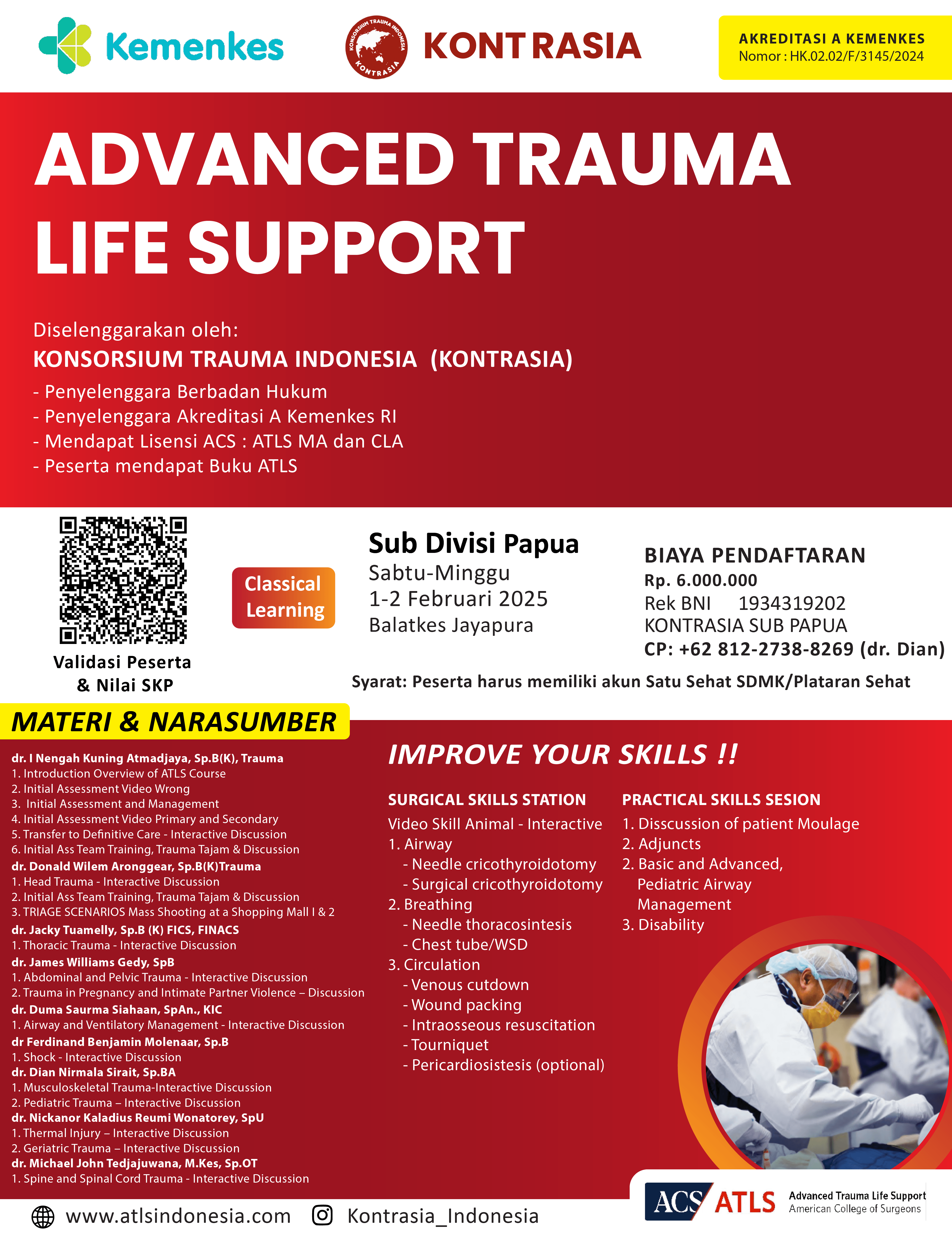 Advanced Trauma Life Support (ATLS) Papua Kelas 1, 1-2 Februari 2025