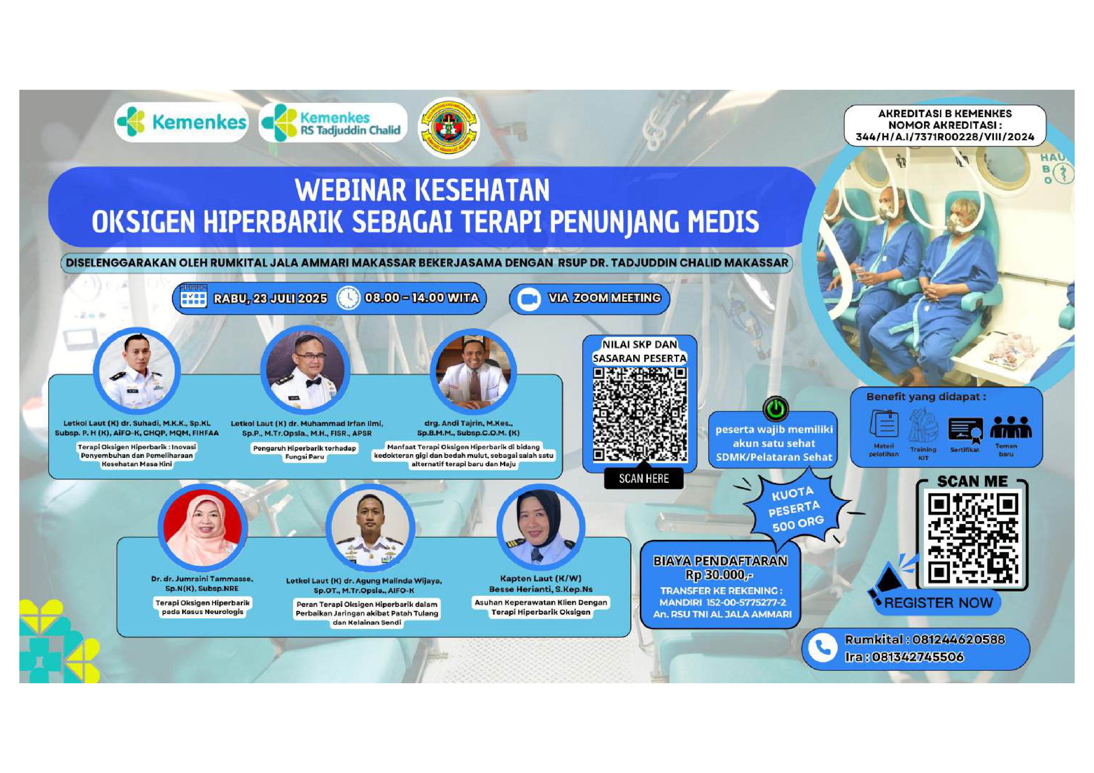 Webinar Kesehatan Oksigen Hiperbarik Sebagai Terapi Penunjang Medis Angkatan 1