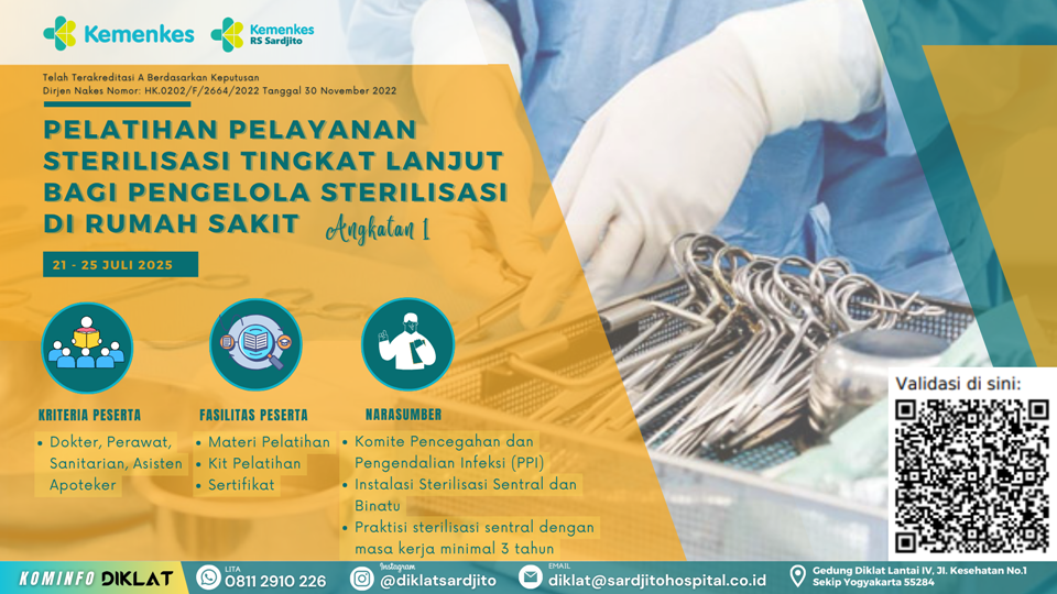Pelatihan Pelayanan Sterilisasi Tingkat Lanjut bagi Pengelola Sterilisasi di Rumah Sakit Angkatan 1