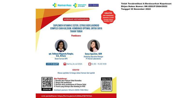 Webinar Suplemen Vitamin C Ester, Citrus Bioflavonoid Complex dan Kalsium Kombinasi Optimal untuk Daya Tahan Tubuh Angkatan 1