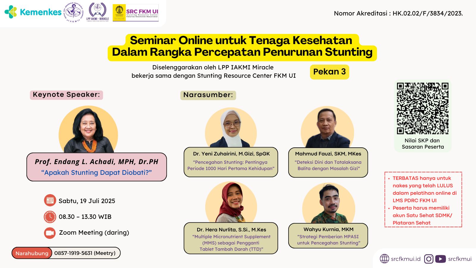 Seminar Online untuk Tenaga Kesehatan Dalam Rangka Percepatan Penurunan Stunting Angkatan 3