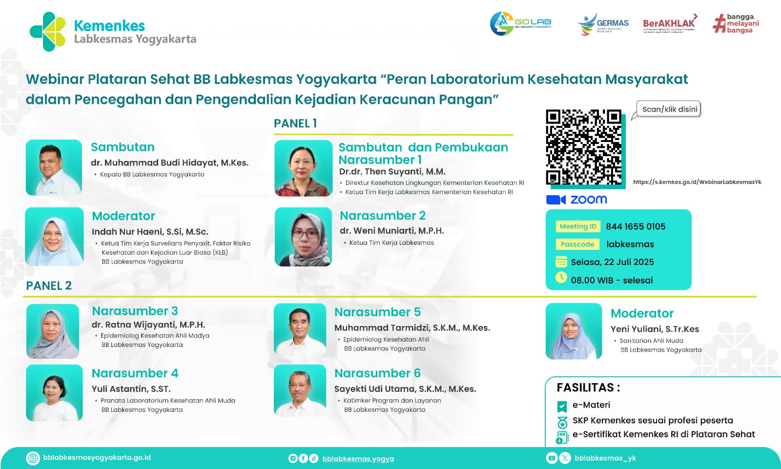 WEBINAR PERAN LABKESMAS DALAM PENCEGAHAN DAN PENGENDALIAN KEJADIAN KERACUNAN PANGAN Angkatan 1