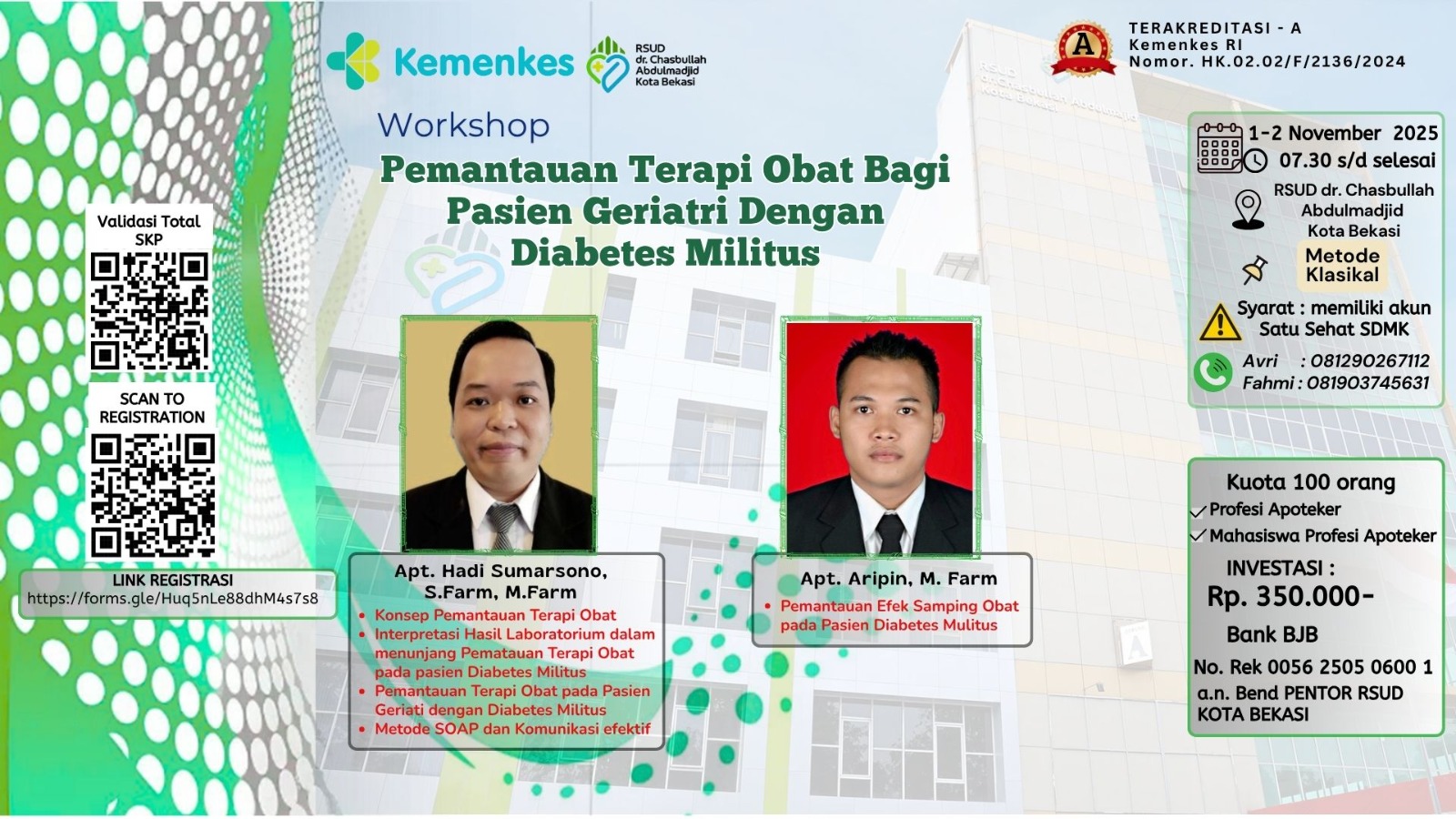 Workshop Pemantauan Terapi Obat Bagi  Pasien  Geriatri  Dengan  Diabetes Militus Angkatan 1