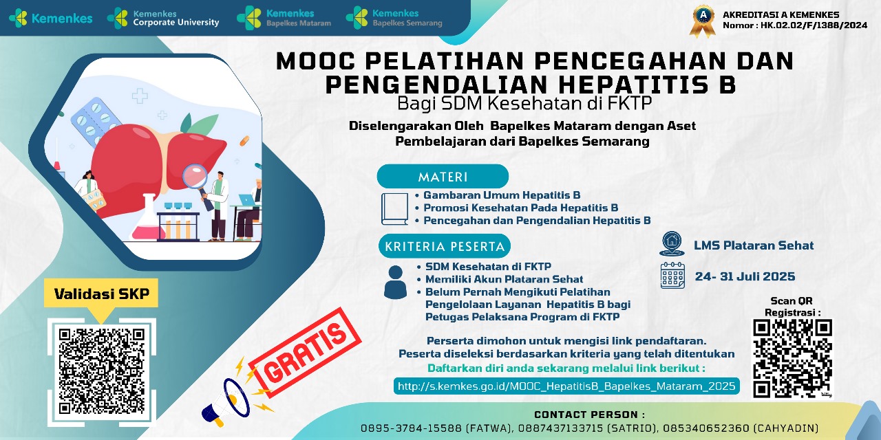 Massive Online Open Course (MOOC) Pelatihan Pencegahan dan Pengendalian Hepatitis B bagi SDM Kesehatan di FKTP Angkatan 1
