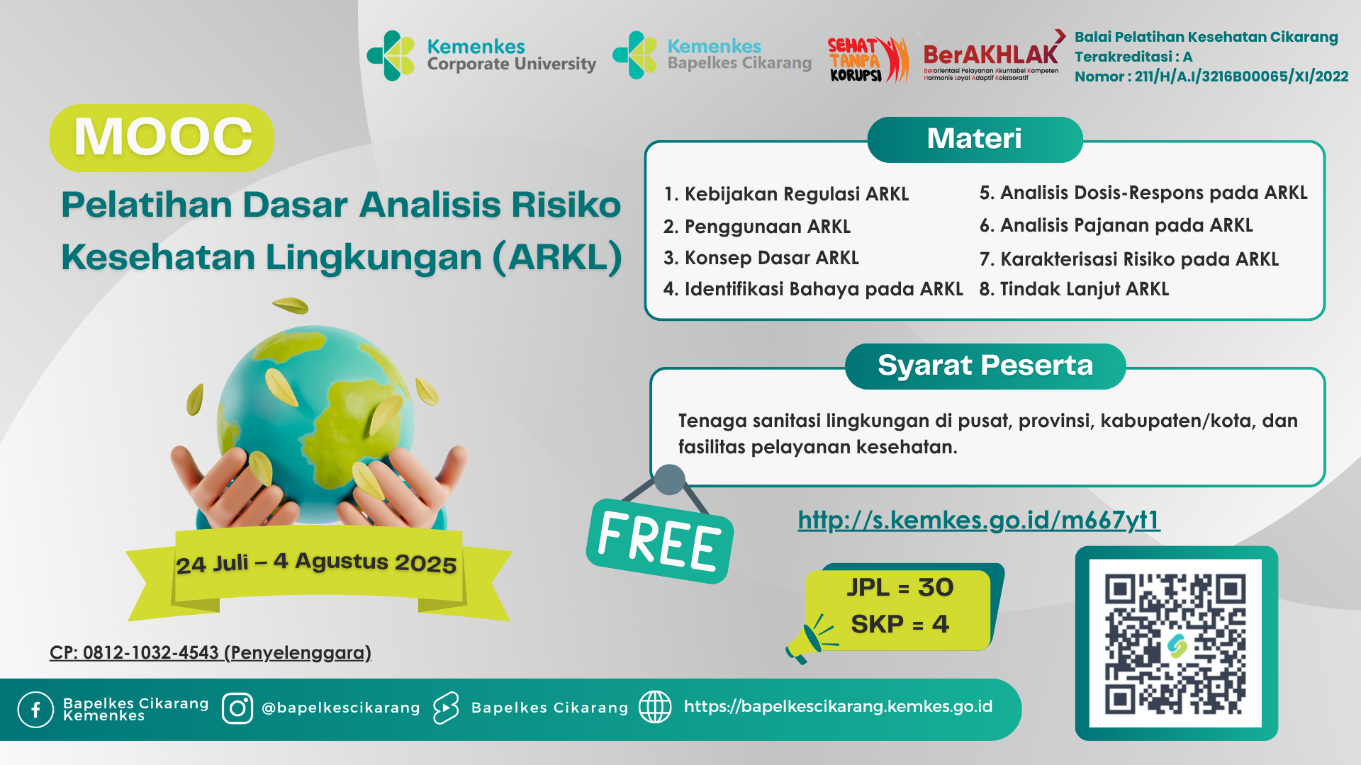 MOOC Pelatihan Dasar Analisis Risiko Kesehatan Lingkungan (ARKL) Angkatan 1
