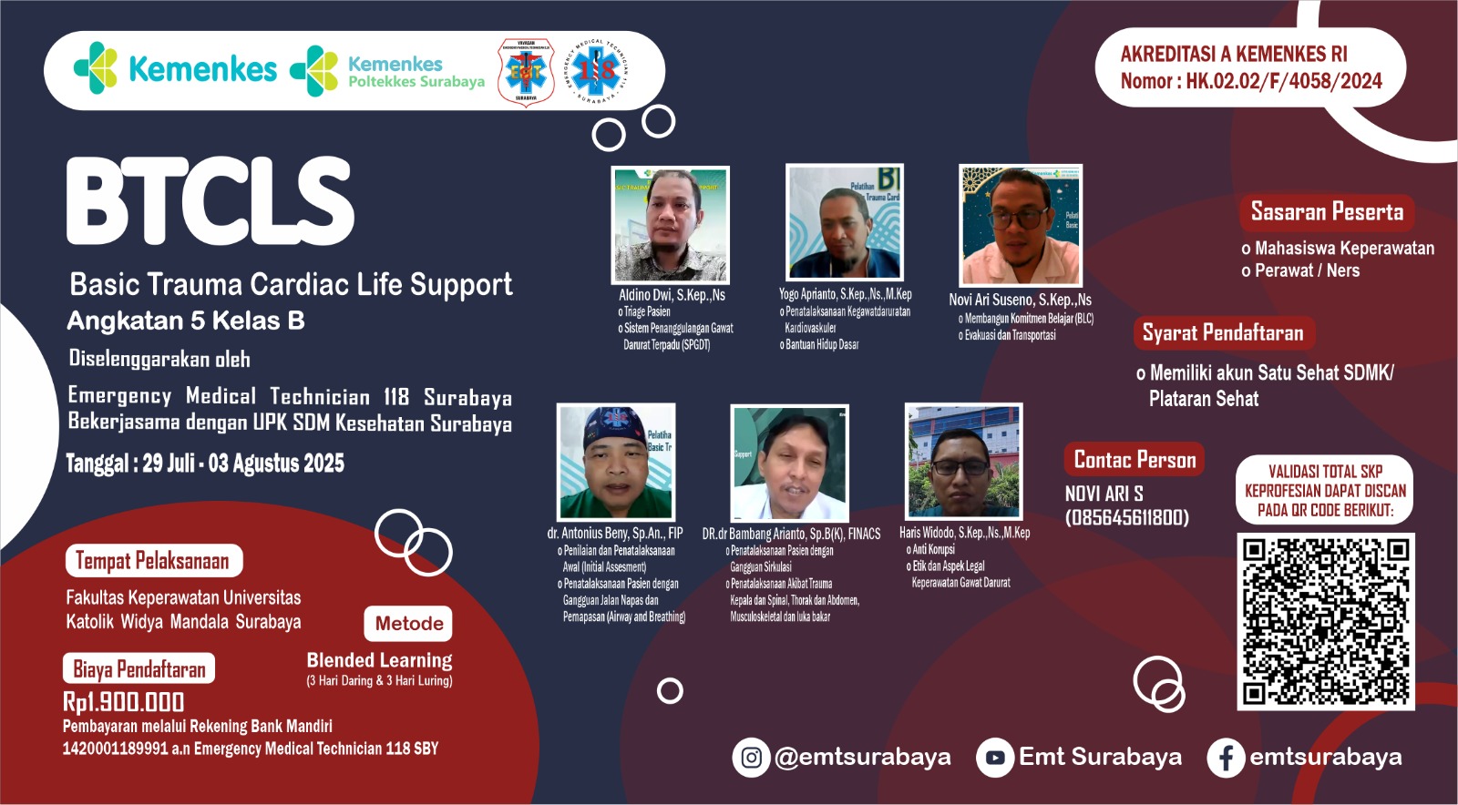Pelatihan Basic Trauma Cardiac Life Support (BTCLS) Angkatan 5
