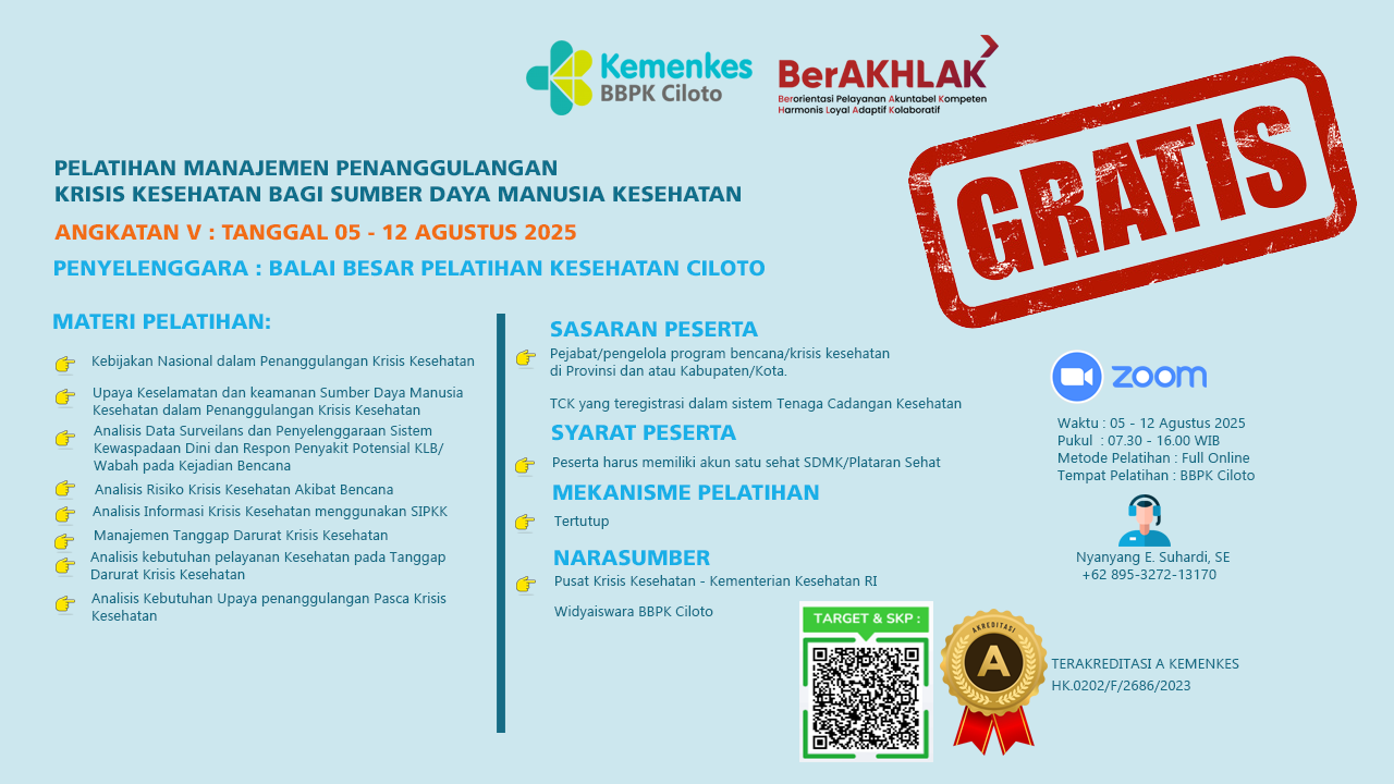 Pelatihan Manajemen Penanggulangan Krisis Kesehatan Bagi Sumber Daya Manusia Kesehatan Angkatan 5