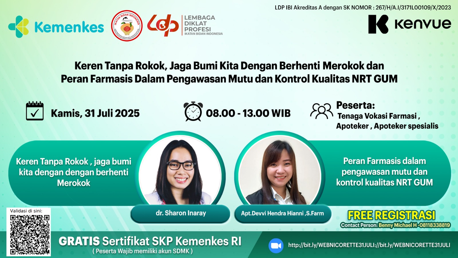 Keren tanpa rokok, jaga bumi kita dengan dengan berhenti Merokok dan peran Farmasis dalam pengawasan mutu dan kontrol kualitas NRT GUM Angkatan 1