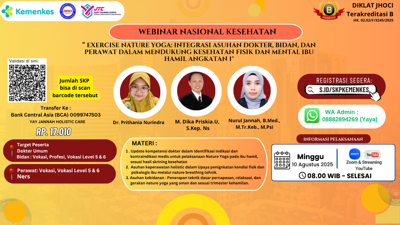 Update kompetensi  bidan, perawat, dokter : Exercise Nature Yoga: Integrasi Asuhan Dokter, Bidan, dan Perawat dalam Mendukung Kesehatan Fisik dan Mental Ibu Hamil Angkatan 1