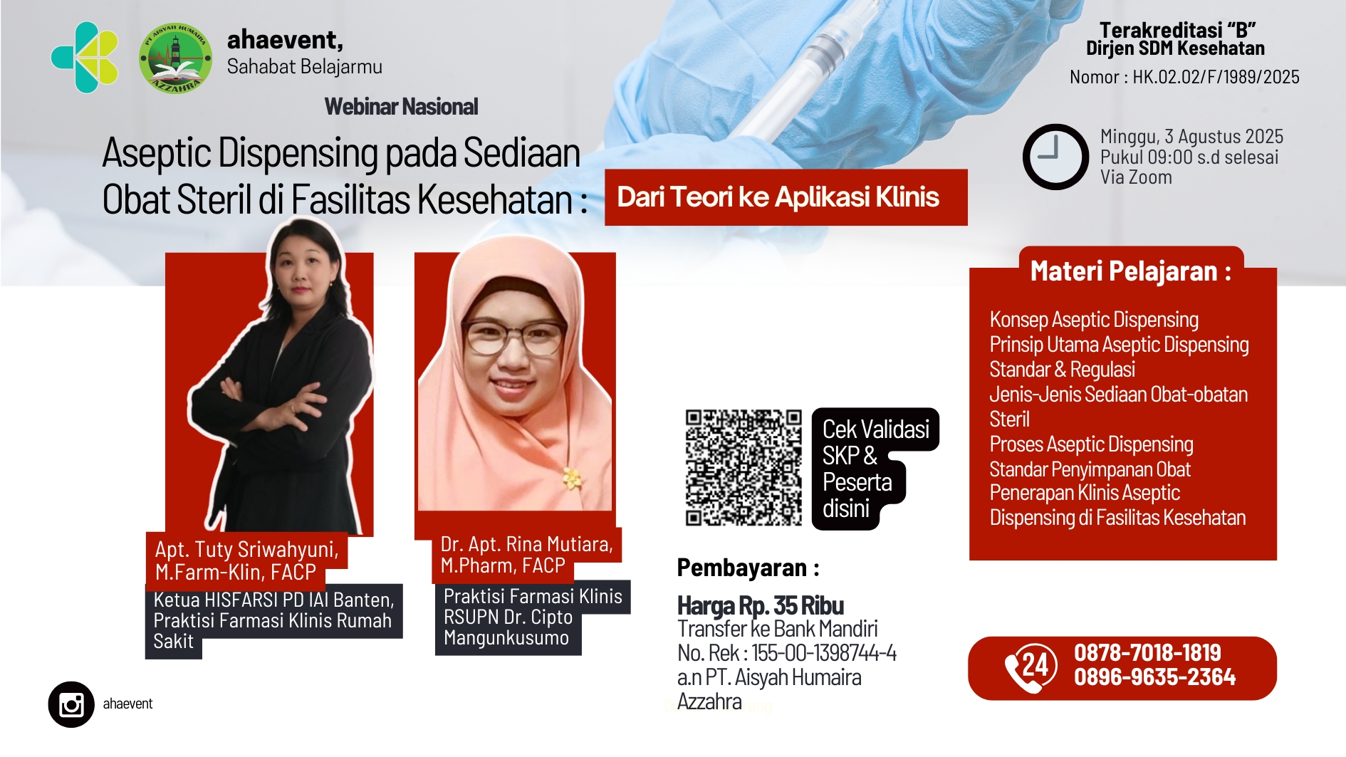 Penerapan Prinsip Aseptic Dispensing pada Sediaan Obat Steril di Fasilitas Kesehatan : Dari Teori ke Aplikasi Klinis Angkatan 1