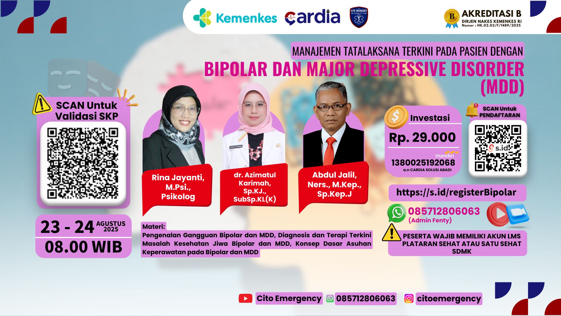 MANAJEMEN TATALAKSANA TERKINI PADA PASIEN DENGAN BIPOLAR DAN MAJOR DEPRESSIVE DISORDER (MDD) Angkatan 1