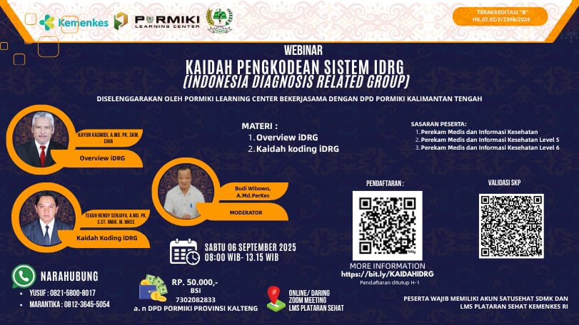 Webinar Kaidah Pengkodean Sistem iDRG (Indonesia Diagnosis Related  Group)  Angkatan 31