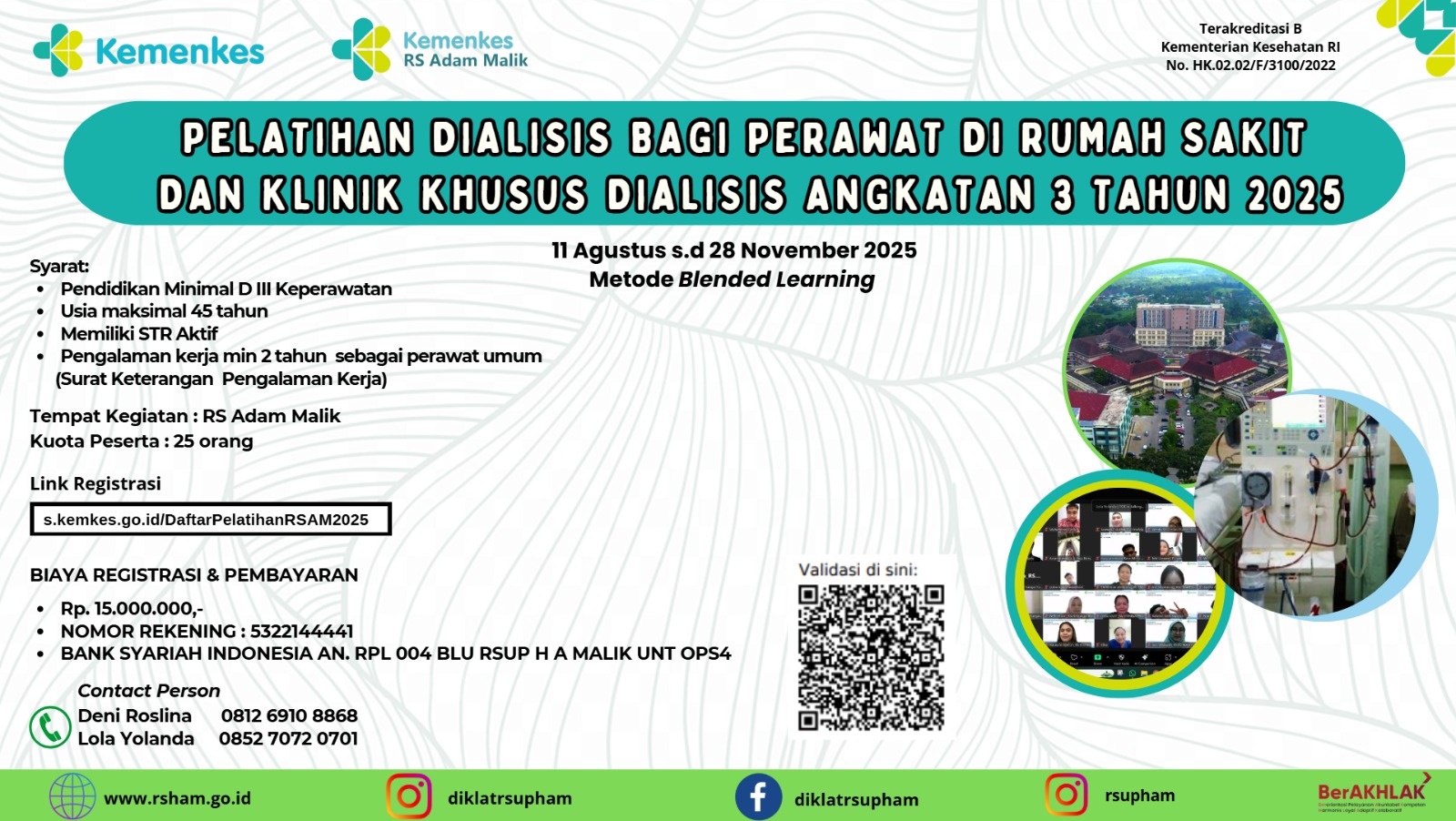 Pelatihan Dialisis bagi Perawat di Rumah Sakit dan Klinik Khusus Dialisis Angkatan 3