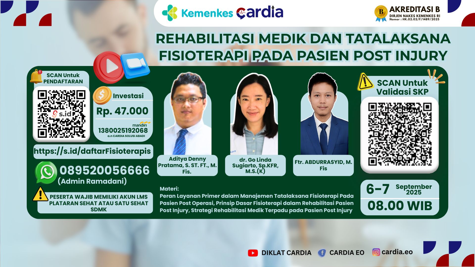 REHABILITASI MEDIK DAN TATALAKSANA FISIOTERAPI PADA PASIEN POST INJURY Angkatan 1