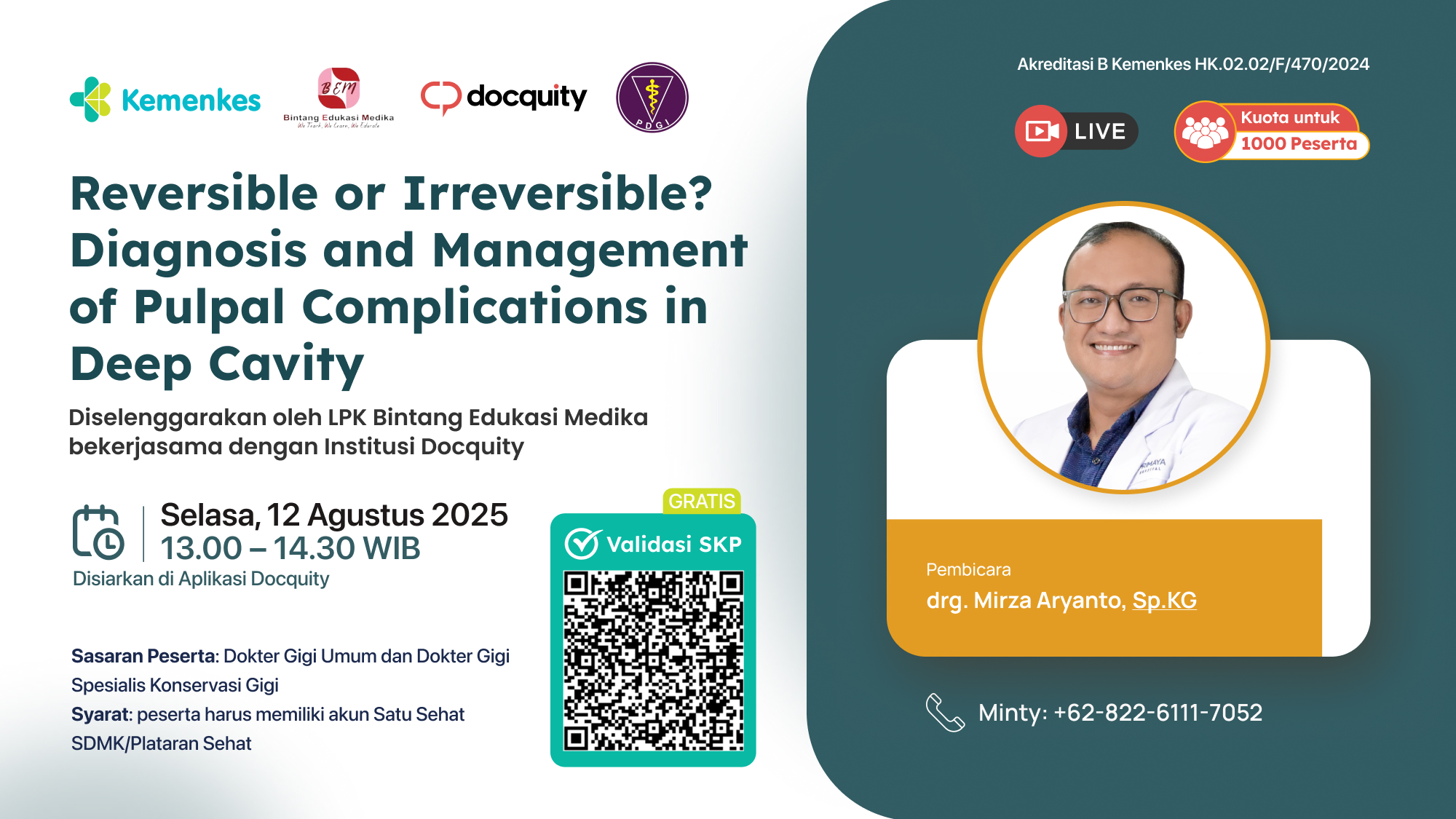 Reversible or Irreversible? Diagnosis and Management of Pulpal Complications in Deep Cavity Angkatan 1