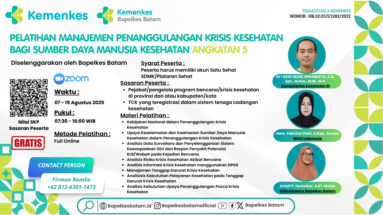 Pelatihan Manajemen Penanggulangan Krisis Kesehatan Bagi Sumber Daya Manusia Kesehatan Angkatan 5