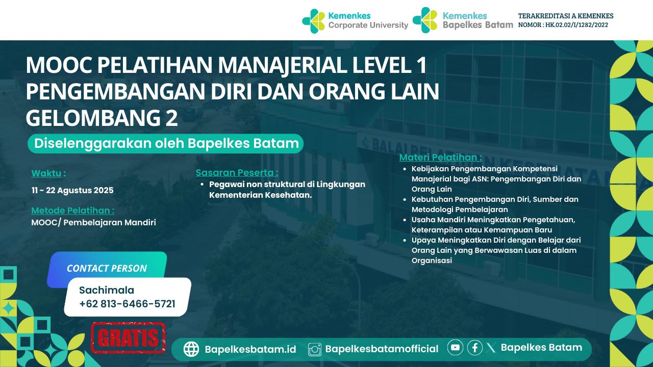 MOOC Pelatihan Manajerial Level 1 Pengembangan Diri Dan Orang Lain Gelombang 2