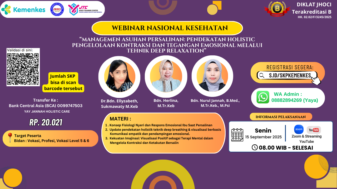 Managemen asuhan persalinan: Pendekatan holistic pengelolaan Kontraksi dan Tegangan Emosional Melalui tehnik deep Relaxation  Angkatan 1