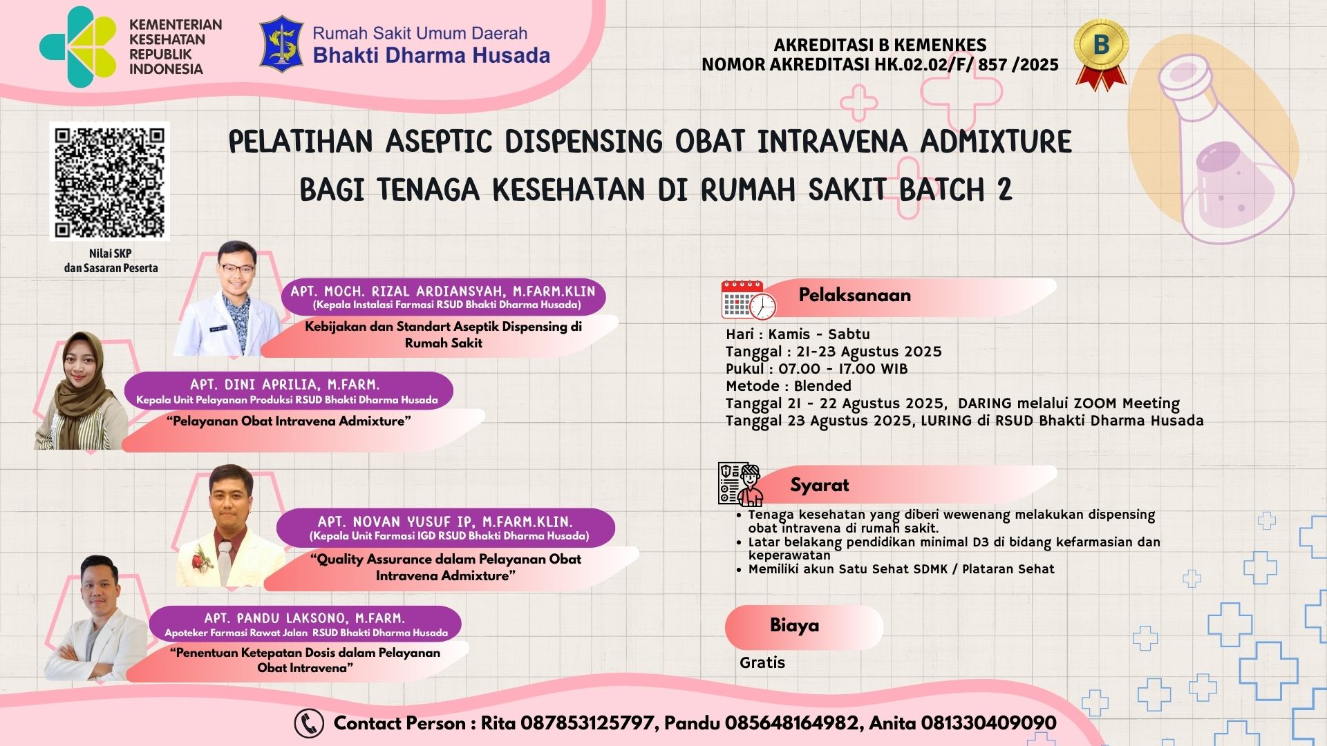 Pelatihan Aseptic Dispensing Obat Intravena Admixture bagi Tenaga Kesehatan di Rumah Sakit Angkatan 2