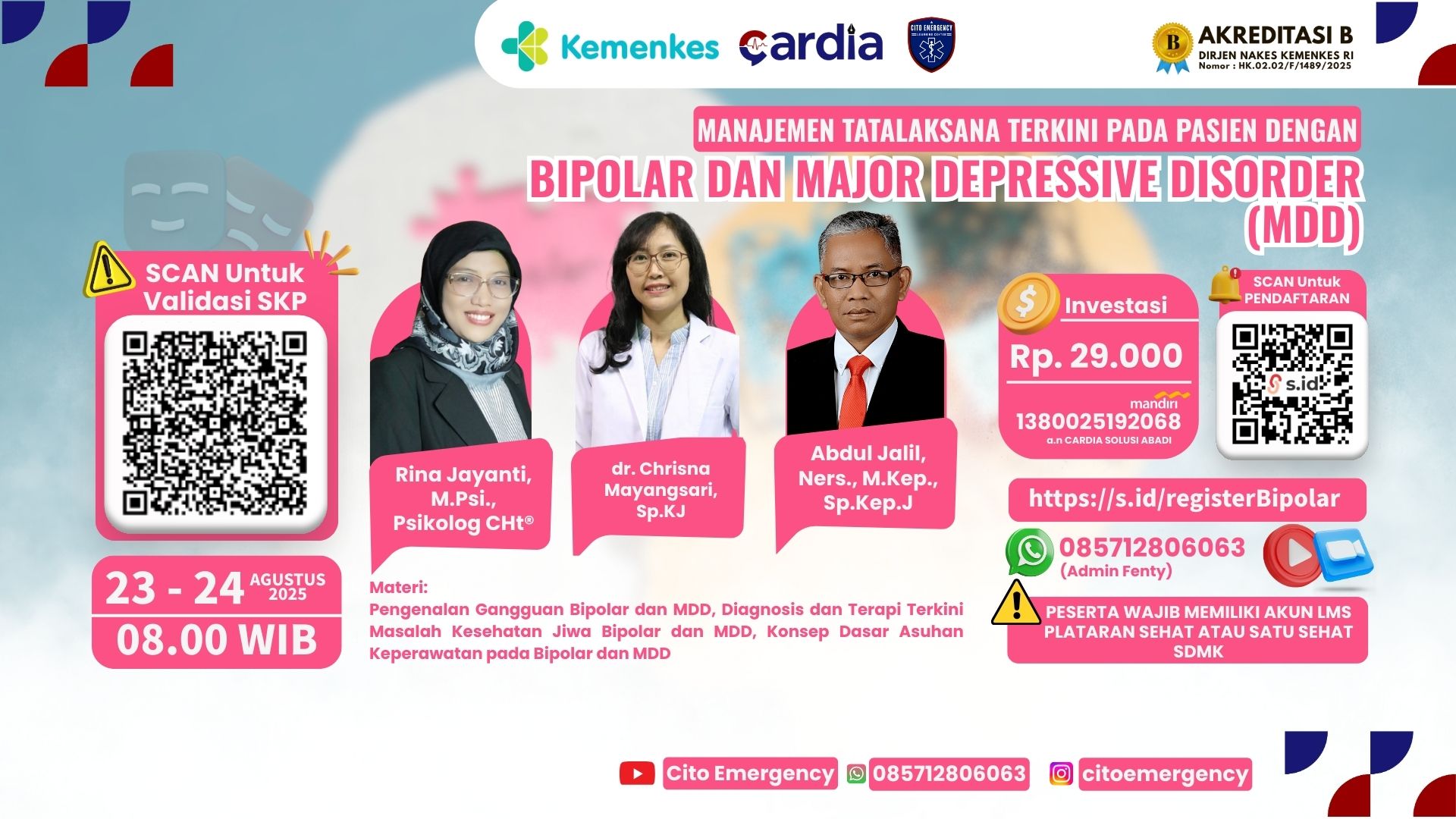 MANAJEMEN TATALAKSANA TERKINI PADA PASIEN DENGAN BIPOLAR DAN MAJOR DEPRESSIVE DISORDER (MDD) Angkatan 1