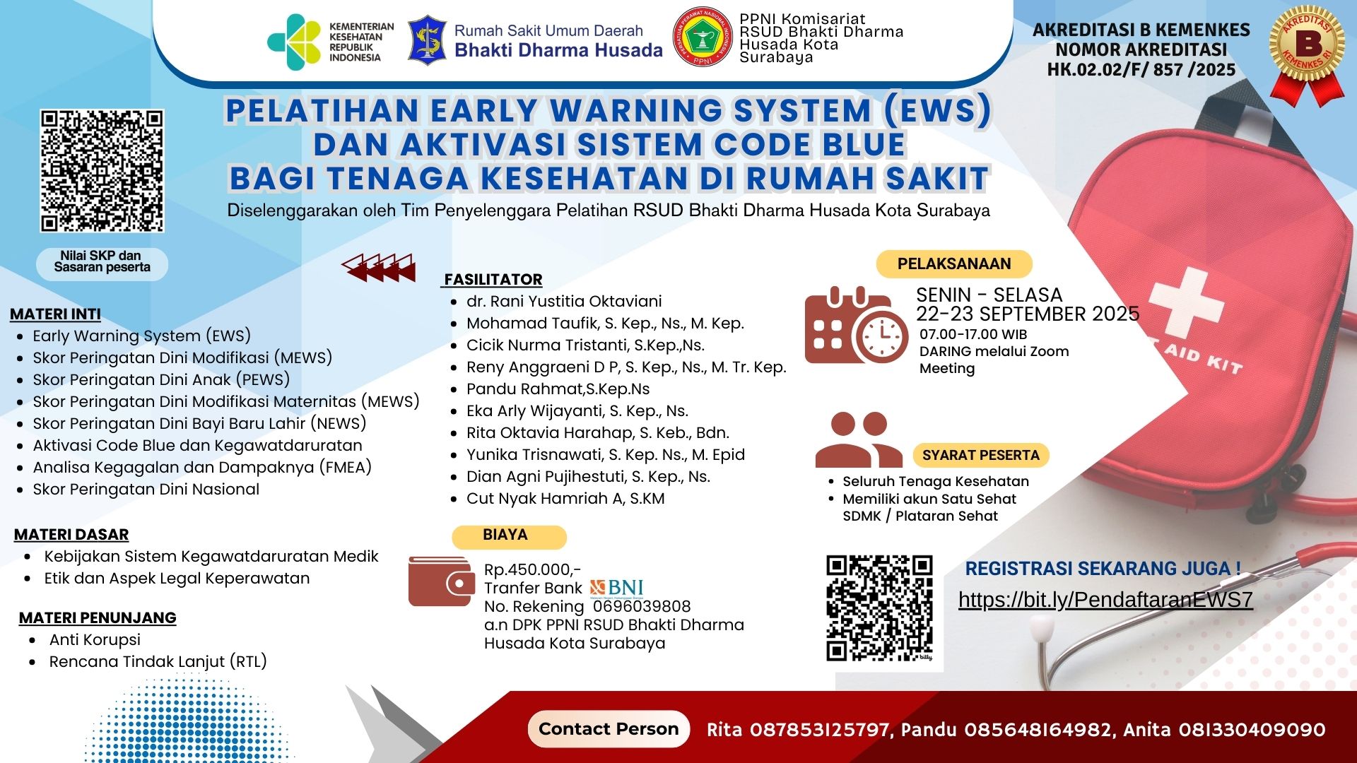Pelatihan Early Warning Sistem (EWS) dan Aktivasi Sistem Code Blue Bagi Tenaga Kesehatan di Rumah Sakit Angkatan 7