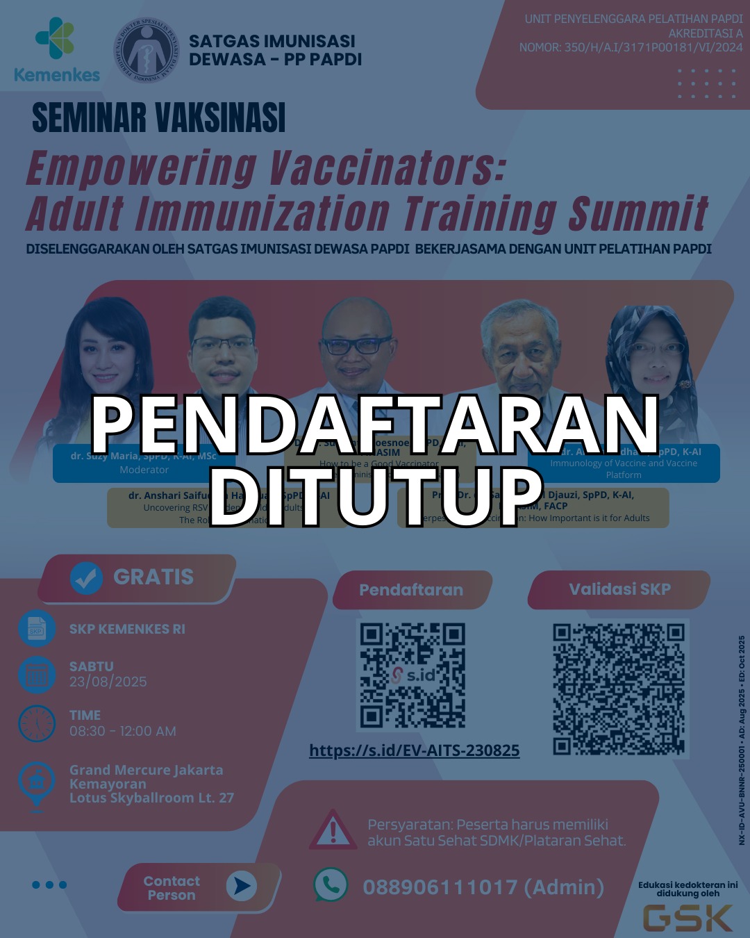 Seminar Vaksinasi “Empowering Vaccinators: Adult Immunization Training Summit” Angkatan 1