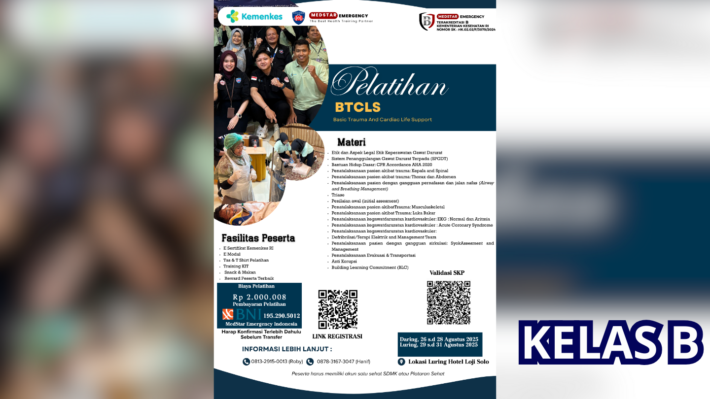 Pelatihan Basic Trauma Cardiac Life Support (BTCLS) Angkatan 20
