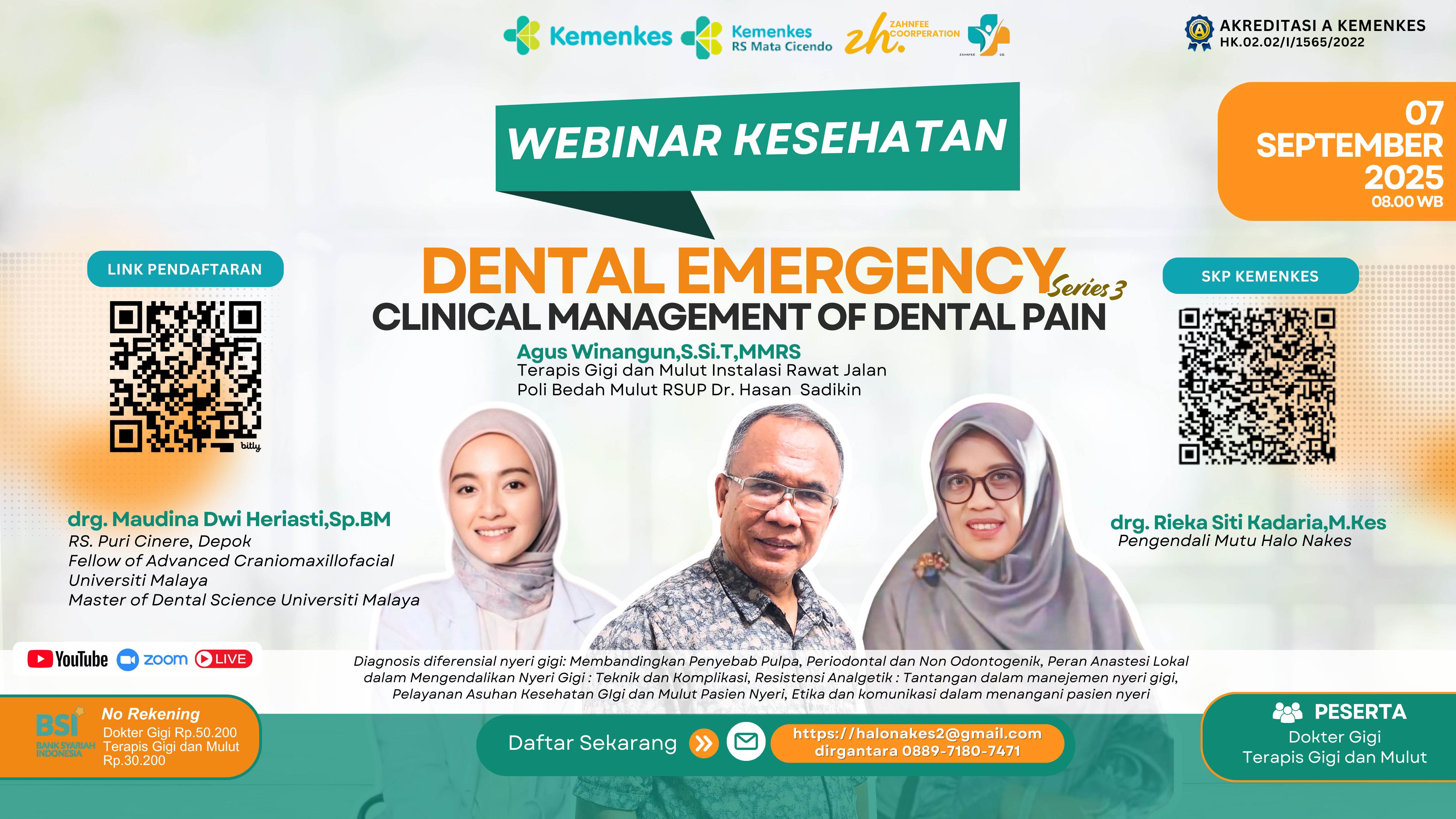 Clinical Management of Dental Pain (Webinar Dental Emergency Series 3) Angkatan 1