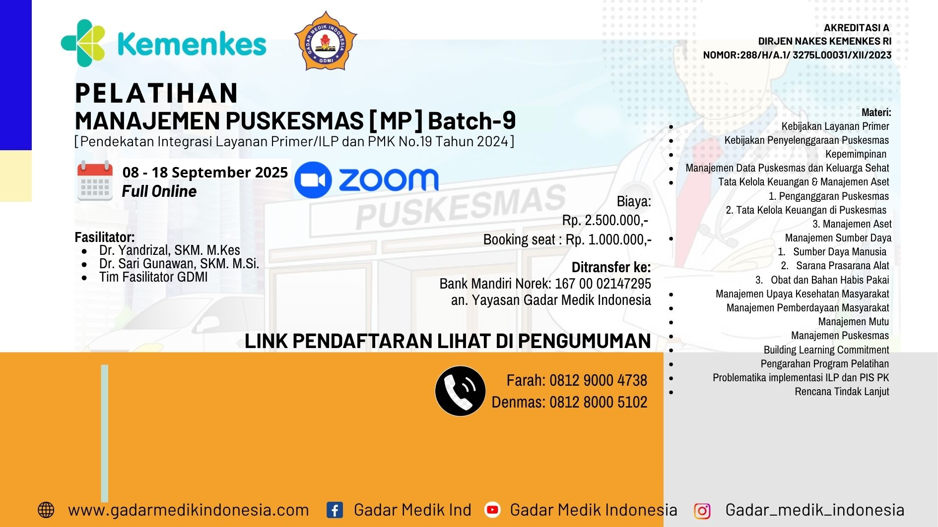Pelatihan Manajemen Puskesmas (MP) Angkatan 9