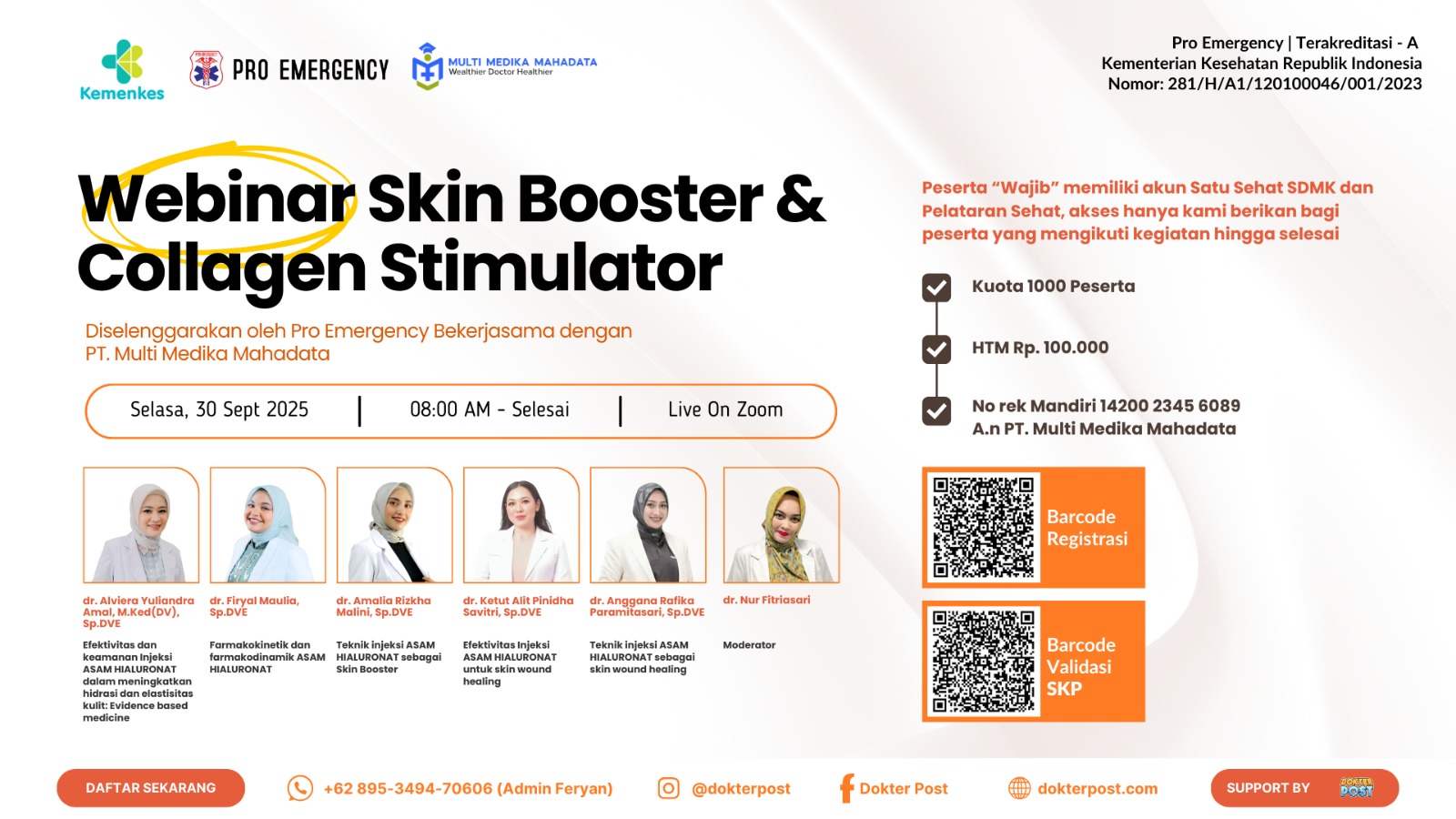 Webinar Skin Booster & Collagen Stimulator Angkatan 1