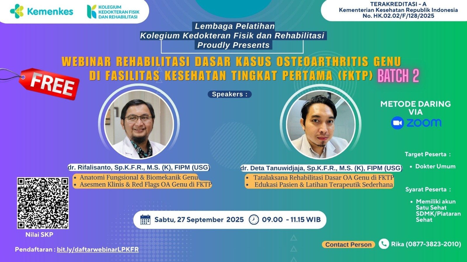 Rehabilitasi Dasar Kasus Osteoarthritis Genu di Fasilitas Kesehatan Tingkat Pertama (FKTP) Batch 2 Angkatan 2