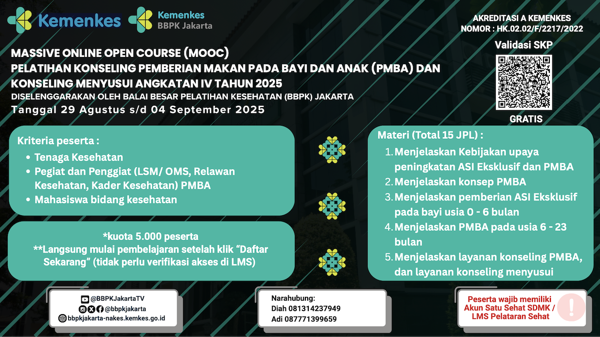 Massive Open Online Course (MOOC) Pelatihan Konseling Pemberian Makanan Pada Bayi Dan Anak (PMBA) Dan Konseling Menyusui Angkatan 4