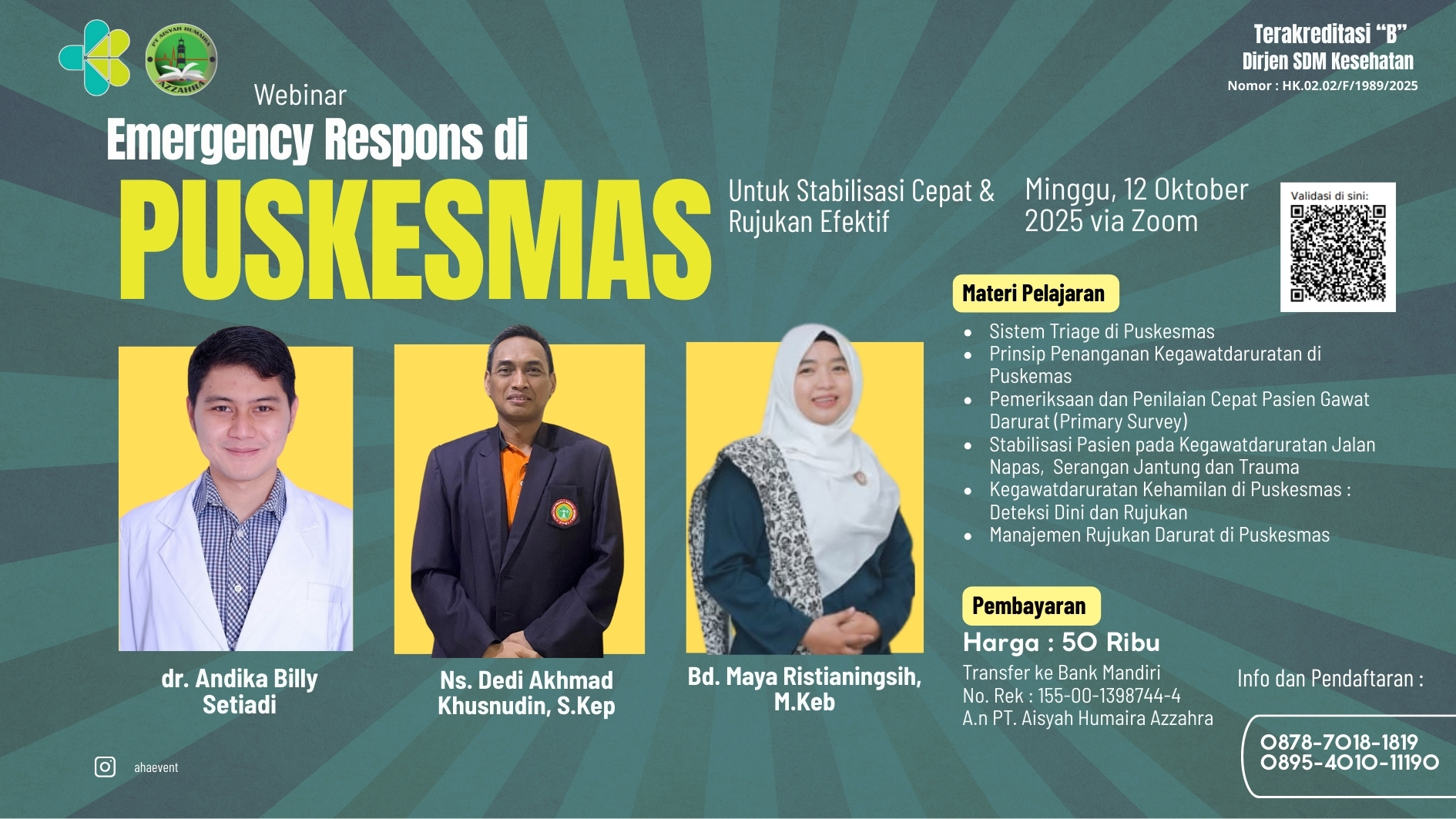 Emergensi Respons di Puskesmas untuk Stabilisasi Cepat dan Rujukan Efektif Angkatan 1