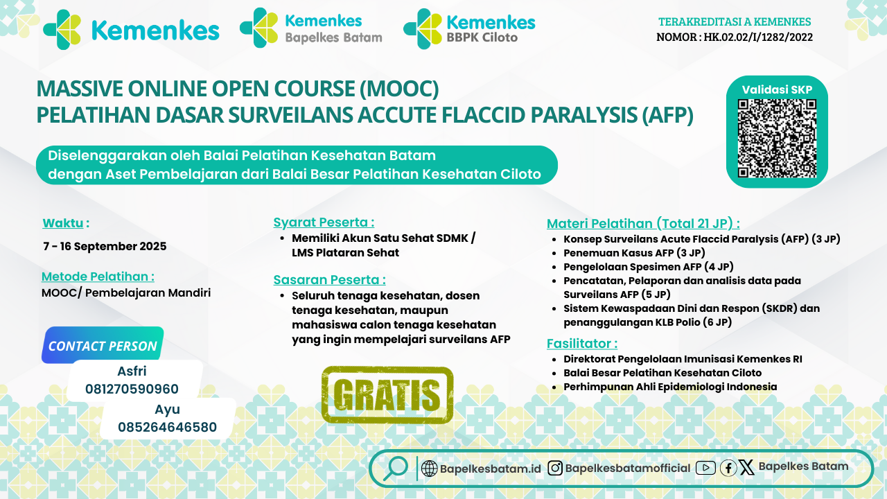 ( MOOC ) Pelatihan Dasar Surveilans Accute Flaccid Paralysis ( AFP ) Angkatan 1