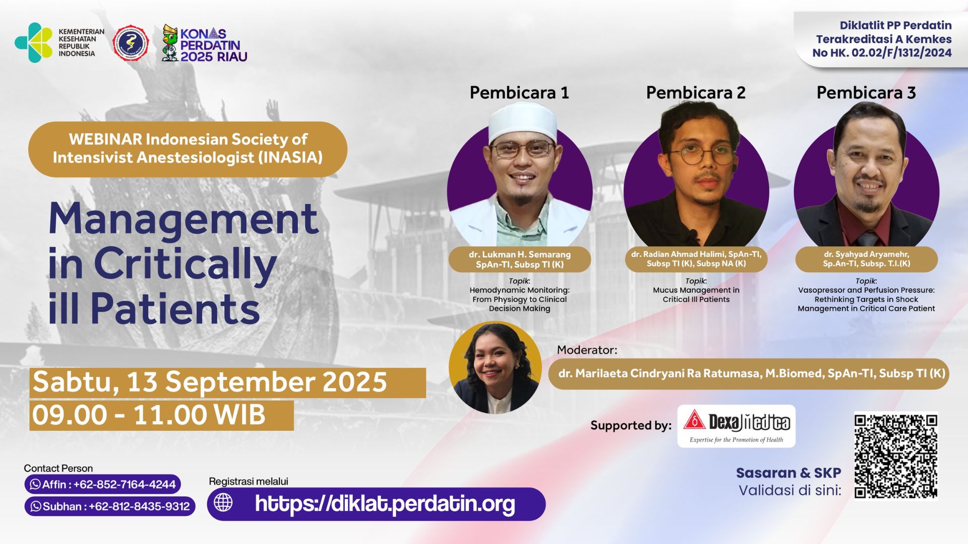 Webinar INASIA KONAS 2025 : “Management in Critical Ill Patients” Angkatan 1