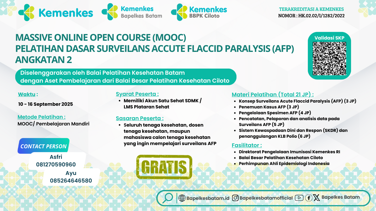 ( MOOC ) Pelatihan Dasar Surveilans Accute Flaccid Paralysis ( AFP ) Angkatan 2