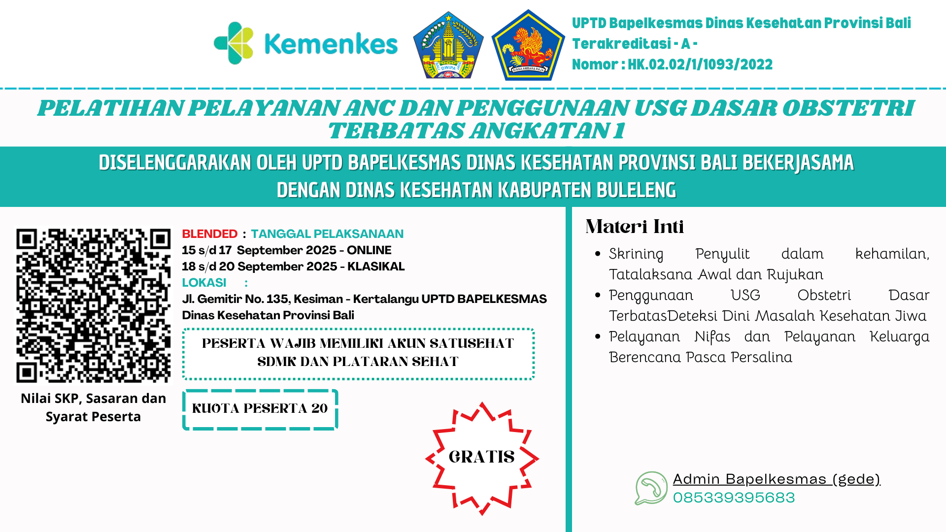 Pelatihan Pelayanan ANC dan Penggunaan USG Dasar Obstetri Terbatas Melalui Blended Learning Angkatan 1