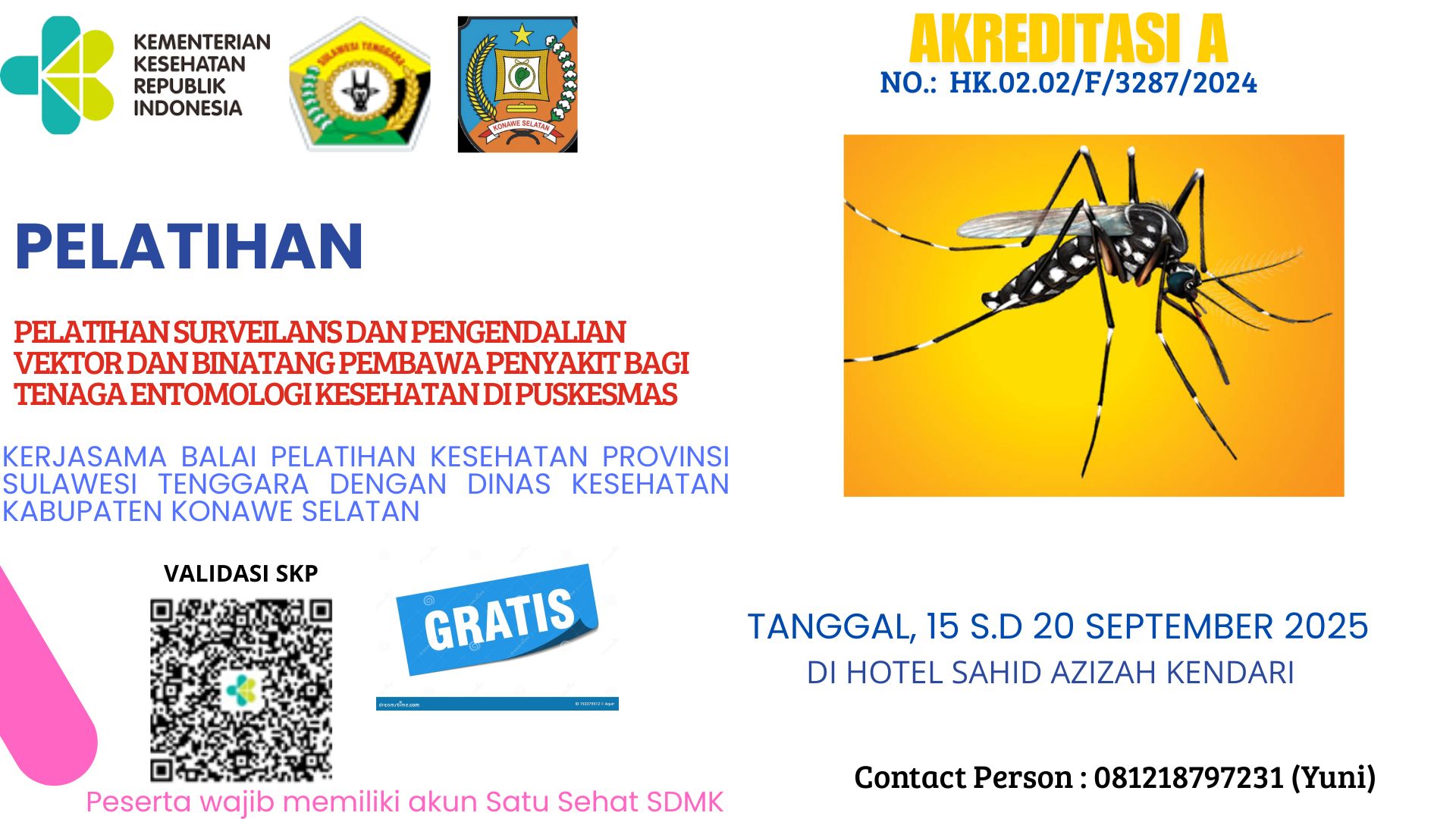 Pelatihan Surveilans dan Pengendalian Vektor dan Binatang Pembawa Penyakit bagi Tenaga Entomolog Kesehatan di Puskesmas Angkatan 1
