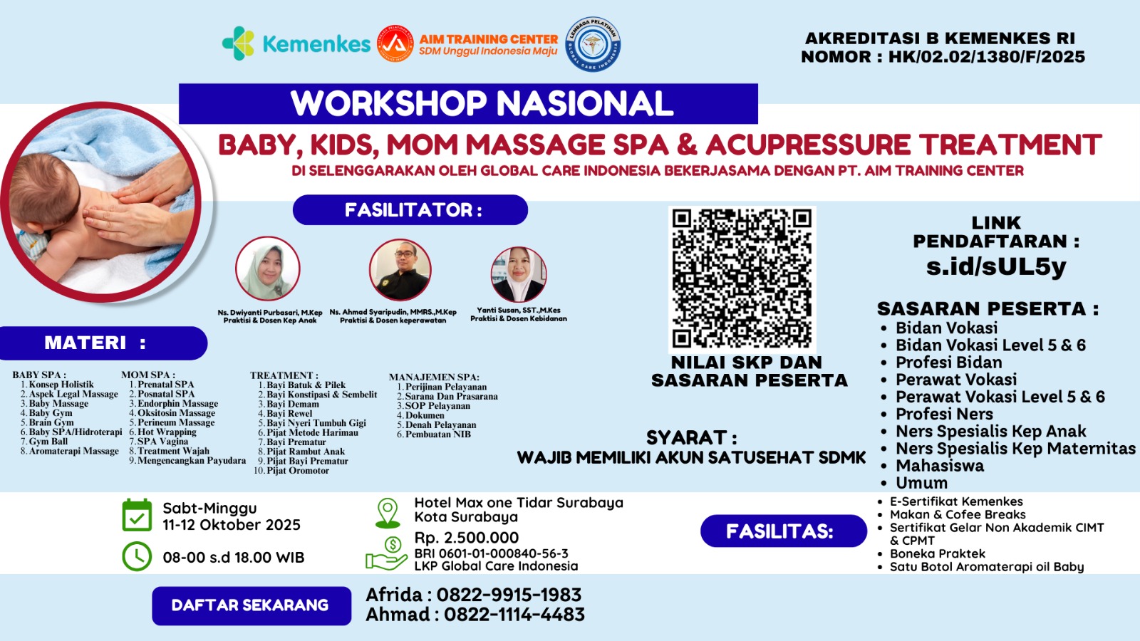 WORKSHOP NASIONAL BABY, KIDS, MOM MASSAGE SPA & ACUPRESSURE TREATMENT Angkatan 8