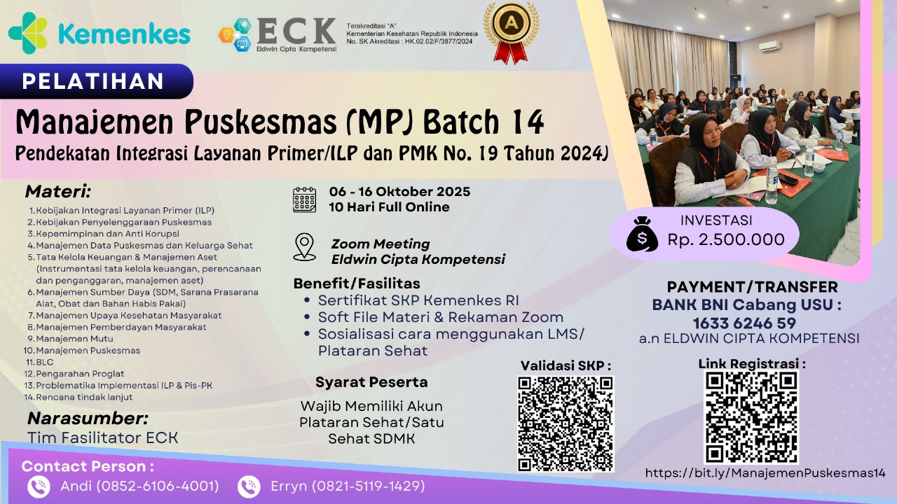 Pelatihan Manajemen Puskesmas (MP) Angkatan 14