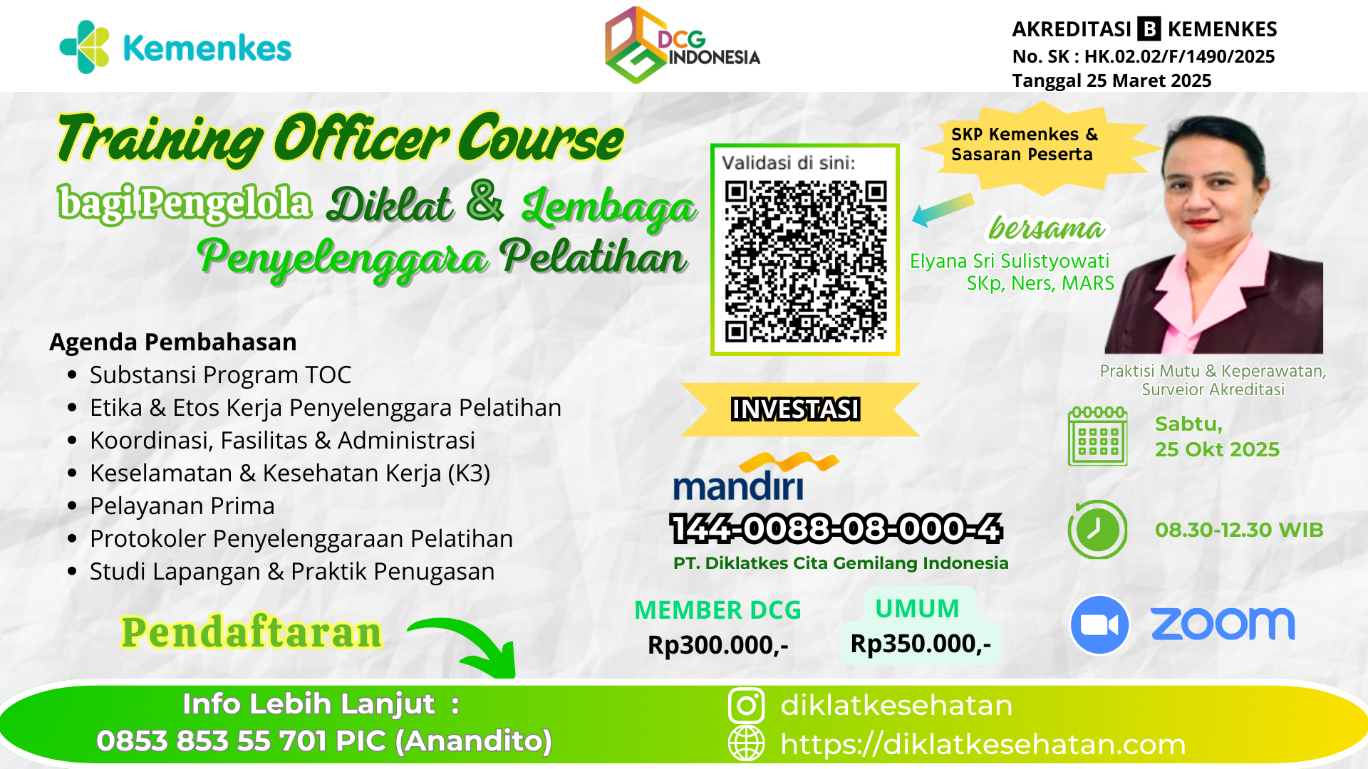 TRAINING OFFICER COURSE BAGI PENGELOLA DIKLAT RUMAH SAKIT & FASYANKES LAIN Angkatan 1