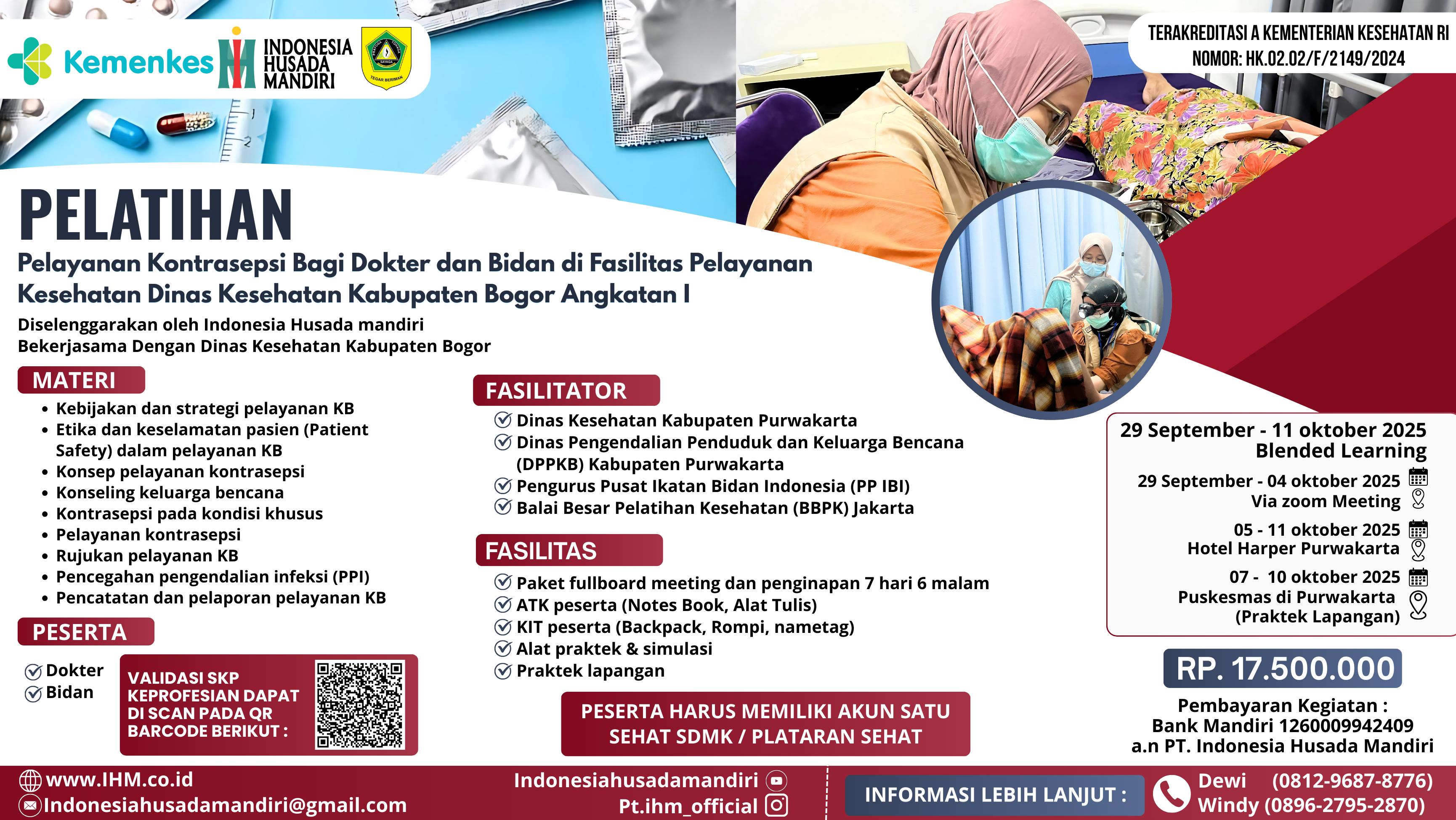 Pelatihan Pelayanan Kontrasepsi bagi Dokter dan Bidan di Fasilitas Pelayanan Kesehatan Angkatan 1