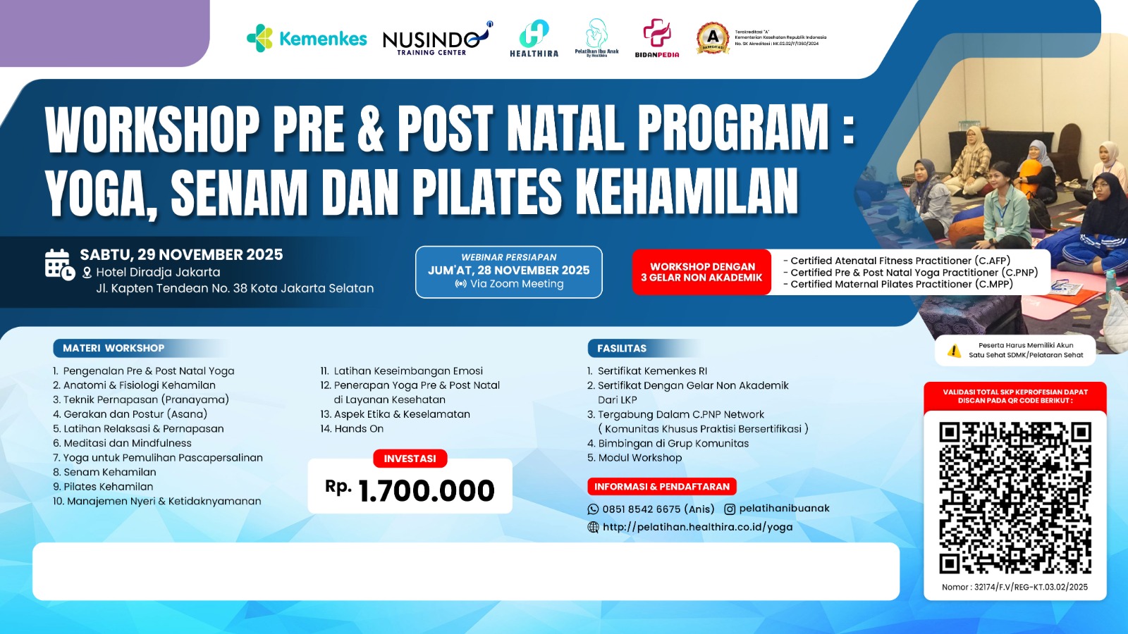 Pre & Post Natal Program : Yoga, Senam dan Pilates Kehamilan Angkatan 4