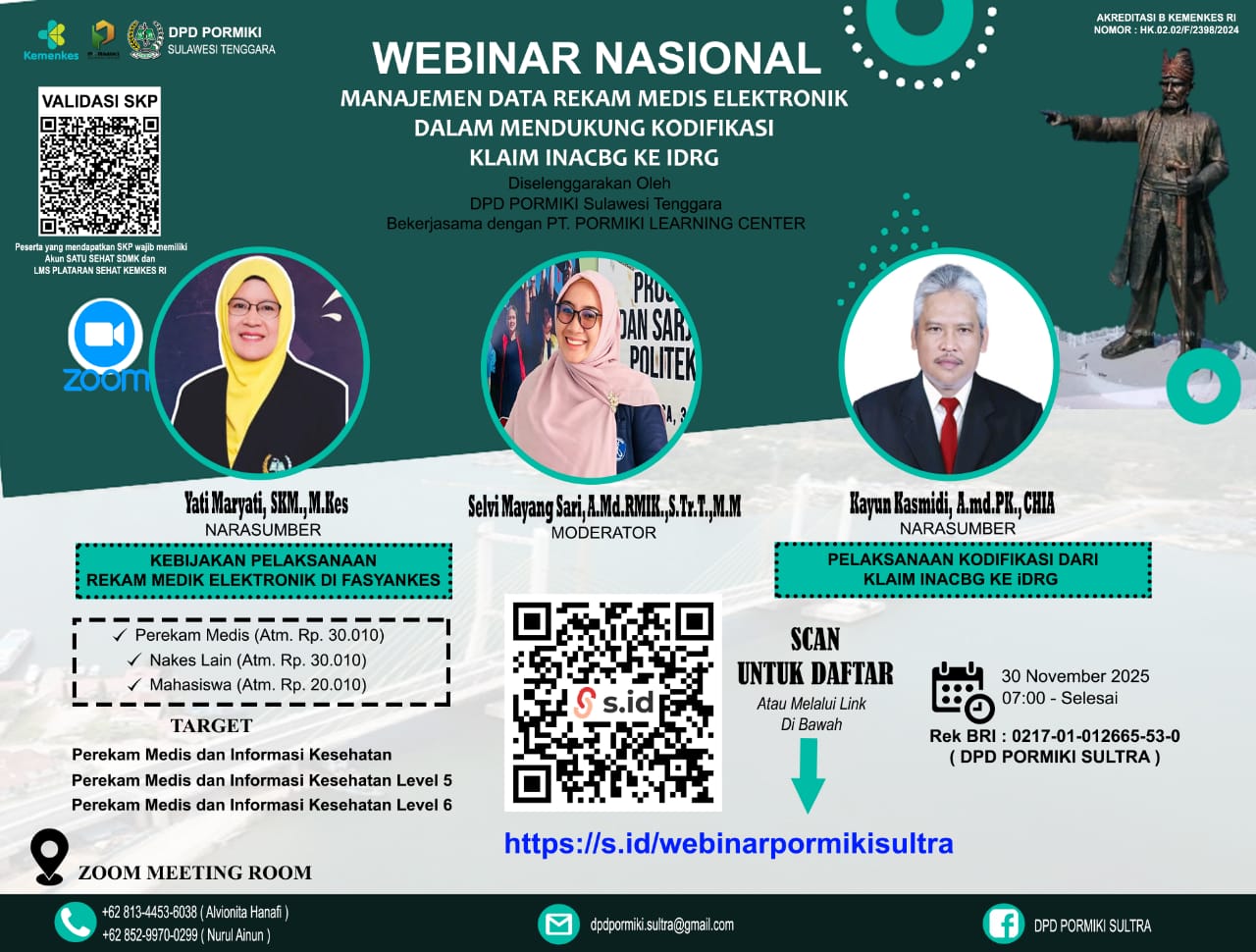 Webinar Manajemen Data Rekam Medis Elektronik dalam Mendukung Kodifikasi  Klaim INA CBG ke IDRG  Angkatan 48