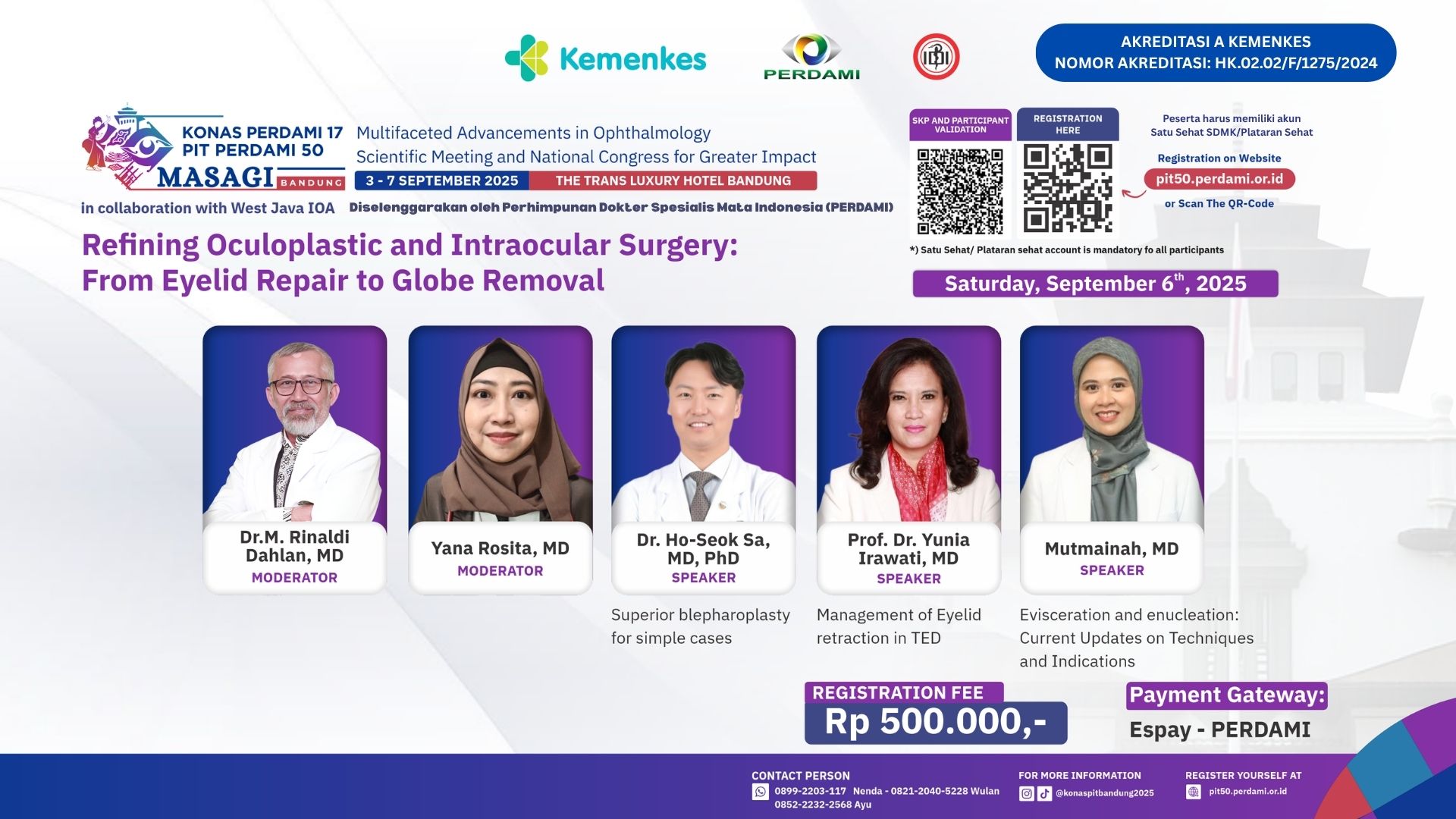 PIT PERDAMI 50: Refining Oculoplastic and Intraocular Surgery: From Eyelid Repair to Globe Removal Angkatan 1